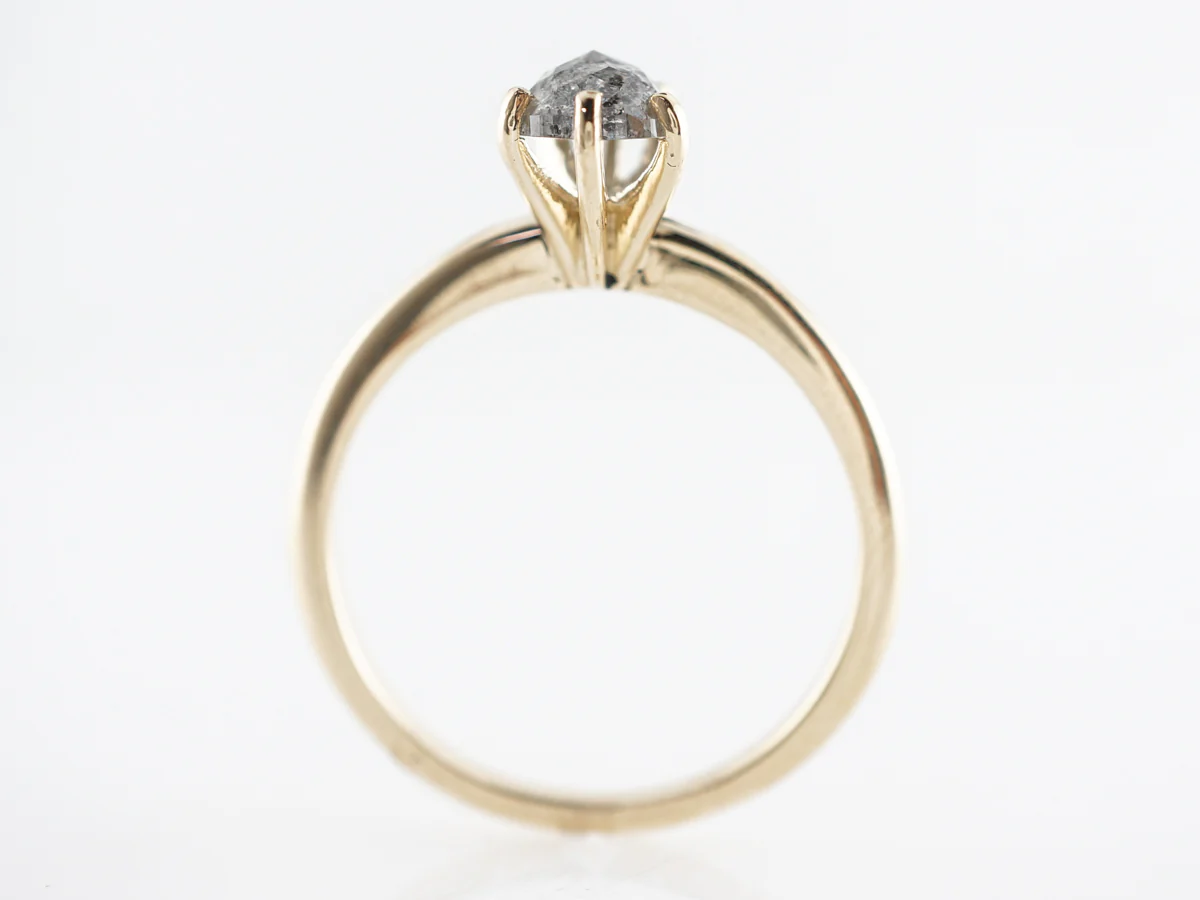 Pear Cut Grey Diamond Solitaire Engagement Ring in Yellow Gold - Image 4