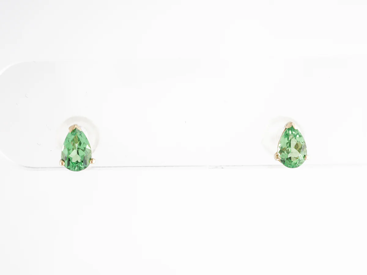Pear Cut Tsavorite Garnet Earrings 14K Yellow Gold - Image 4