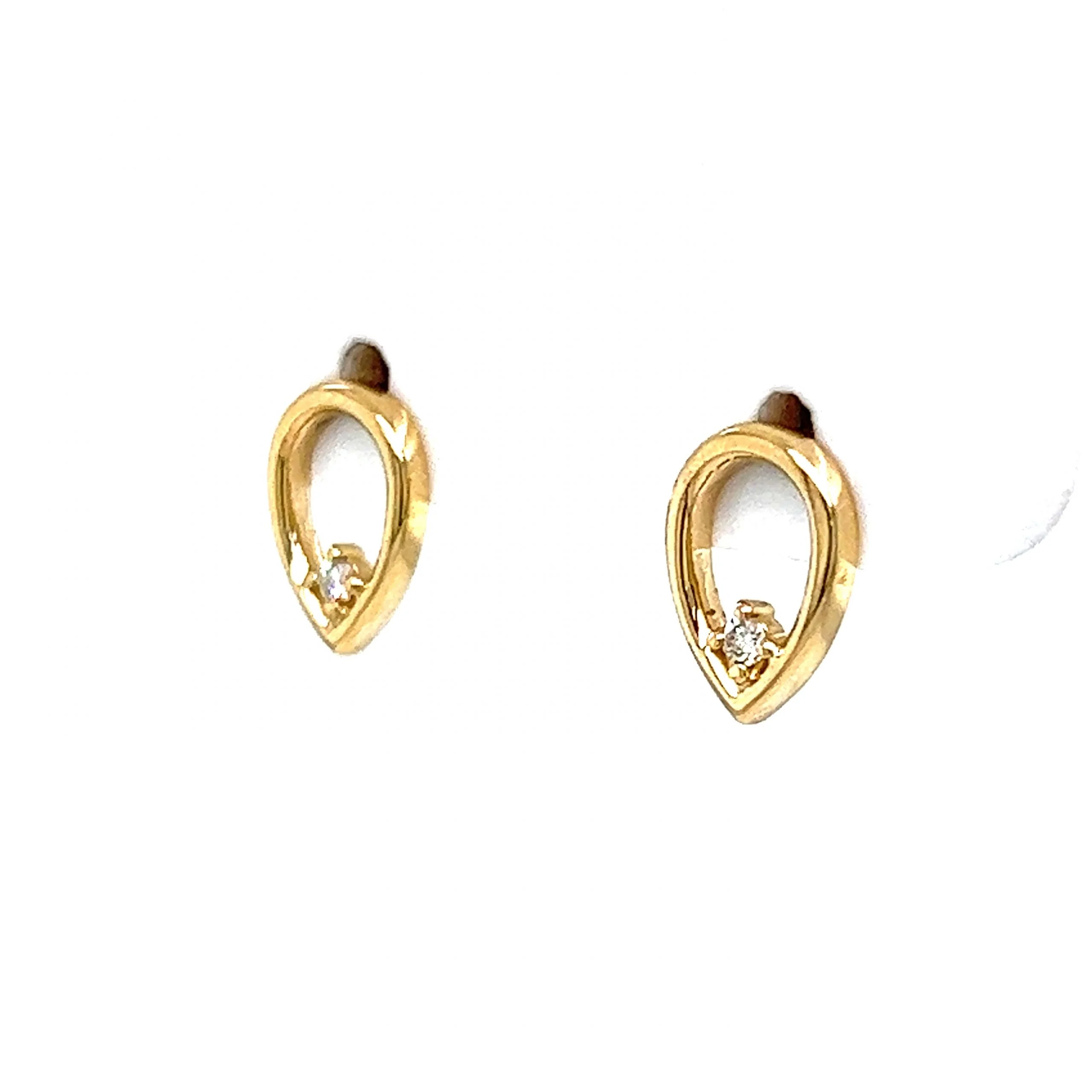 Pear Shaped Diamond Stud Earrings in 14k Yellow Gold - Image 2