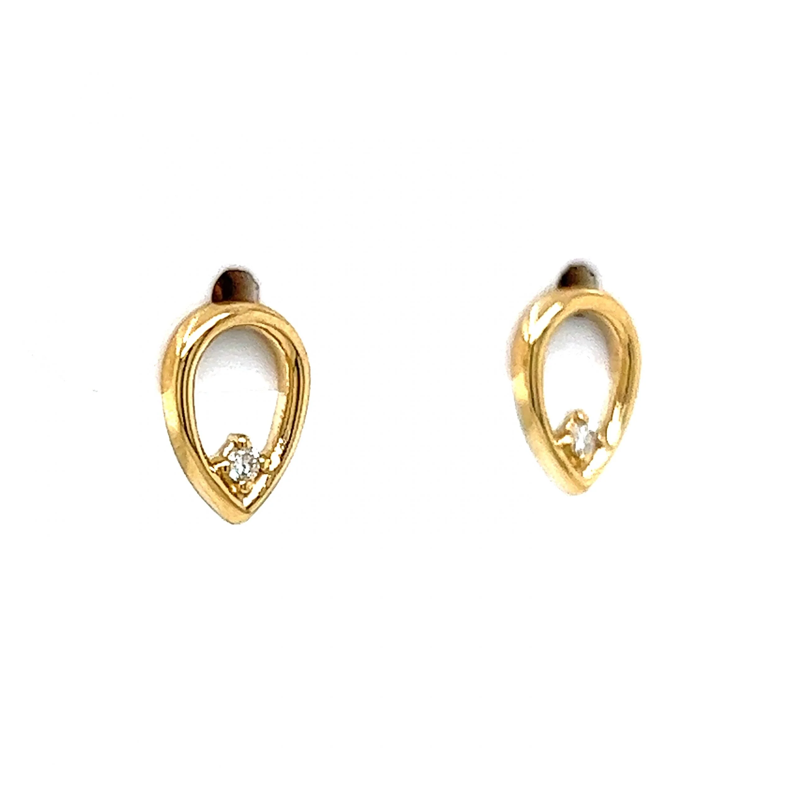 Pear Shaped Diamond Stud Earrings in 14k Yellow Gold - Image 3
