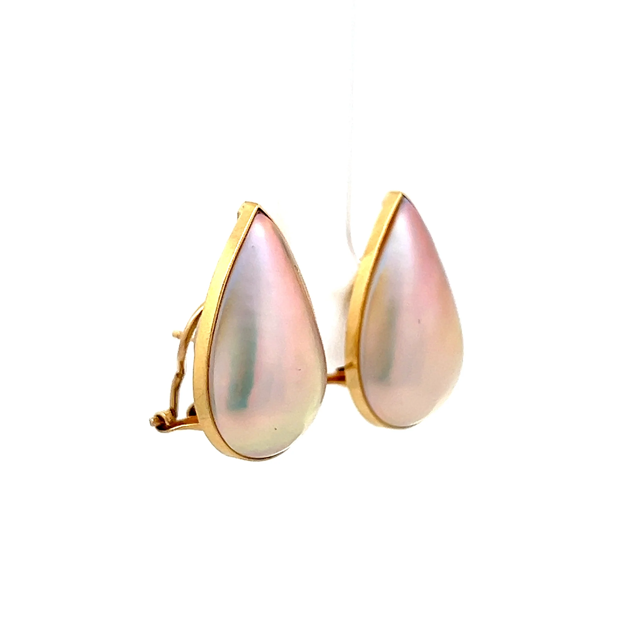 Pear Shaped Mabe Pearl Stud Earrings in 18k - Image 3