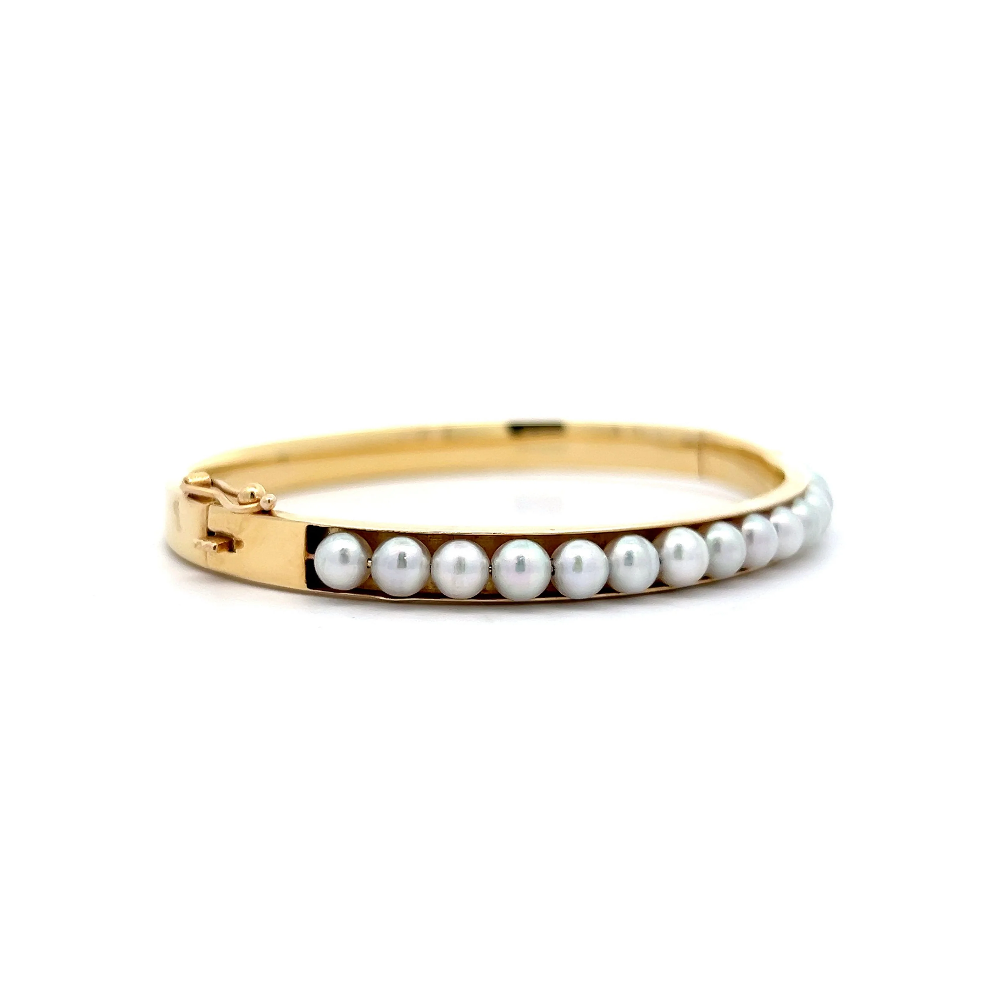 Pearl Bangle Bracelet in 14k Yellow Gold - Image 3