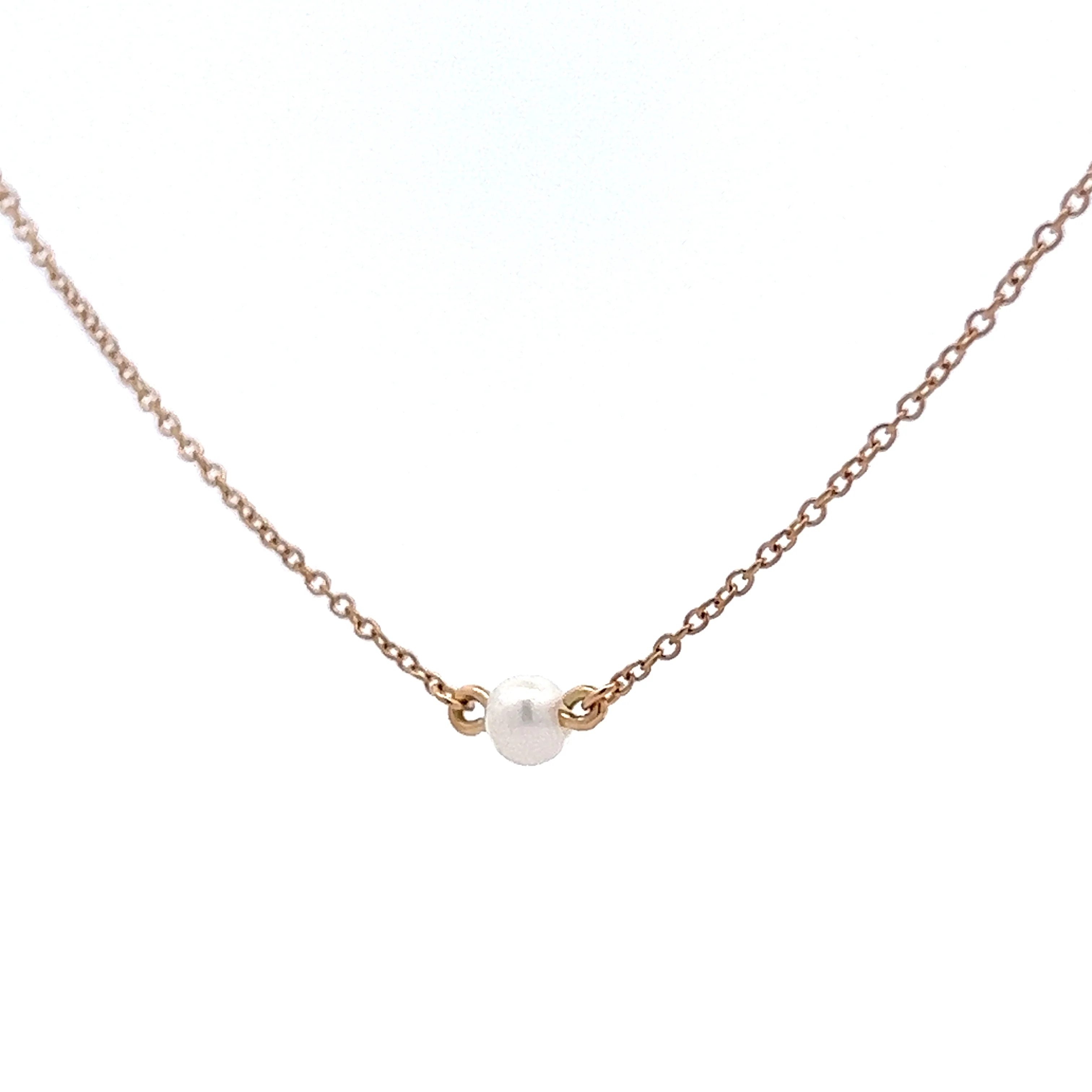 4mm Solitaire Pearl Necklace in 14k Yellow Gold - Image 2