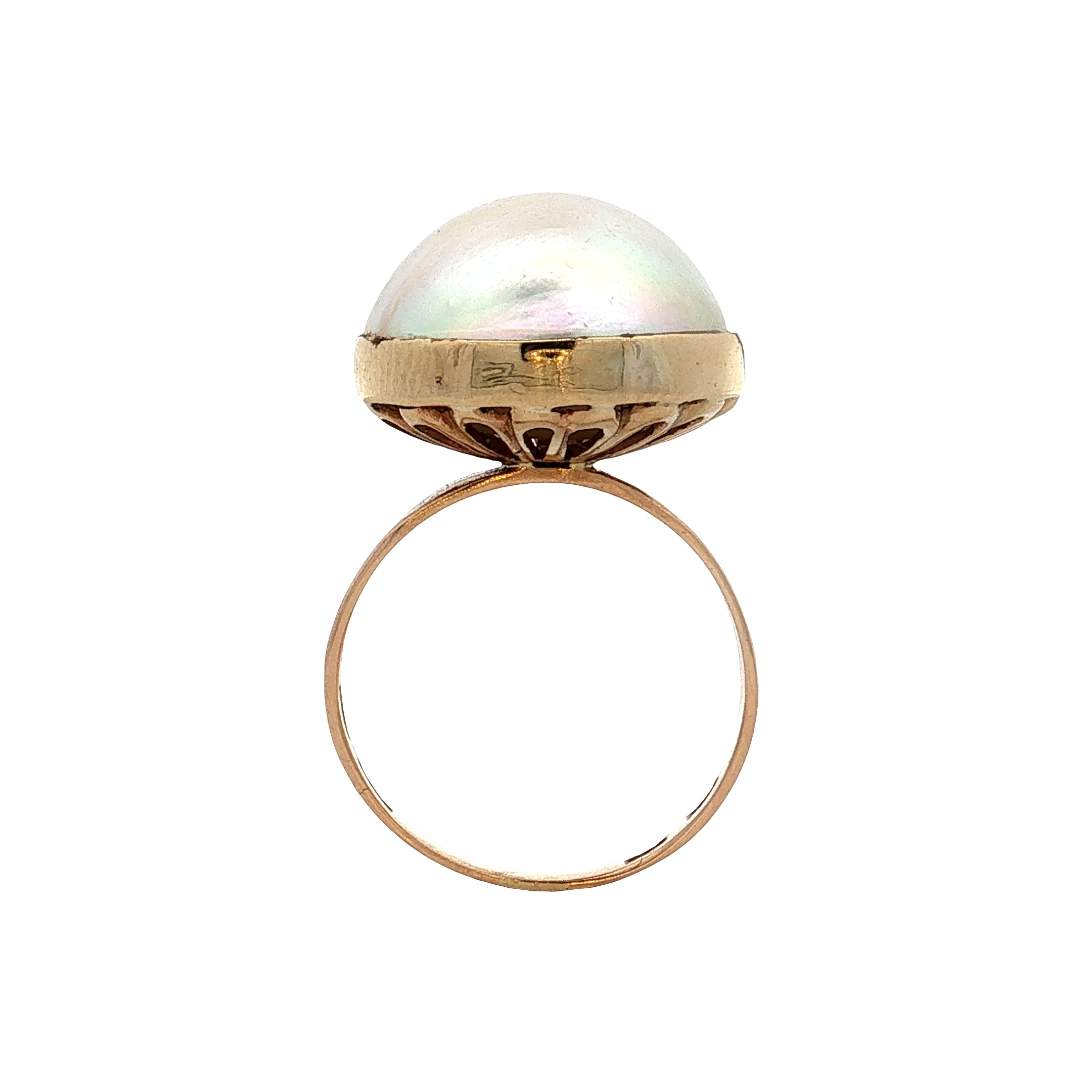 Pearl Cocktail Ring 14k Yellow Gold - Image 4