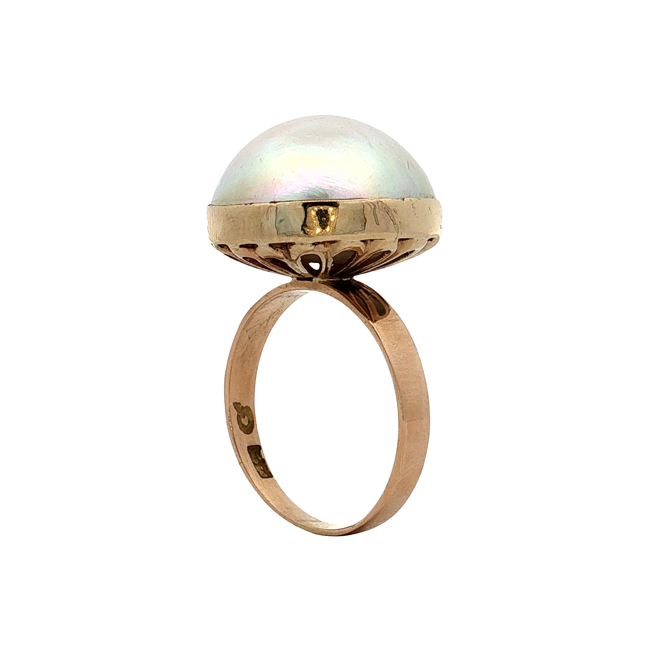 Pearl Cocktail Ring 14k Yellow Gold - Image 5