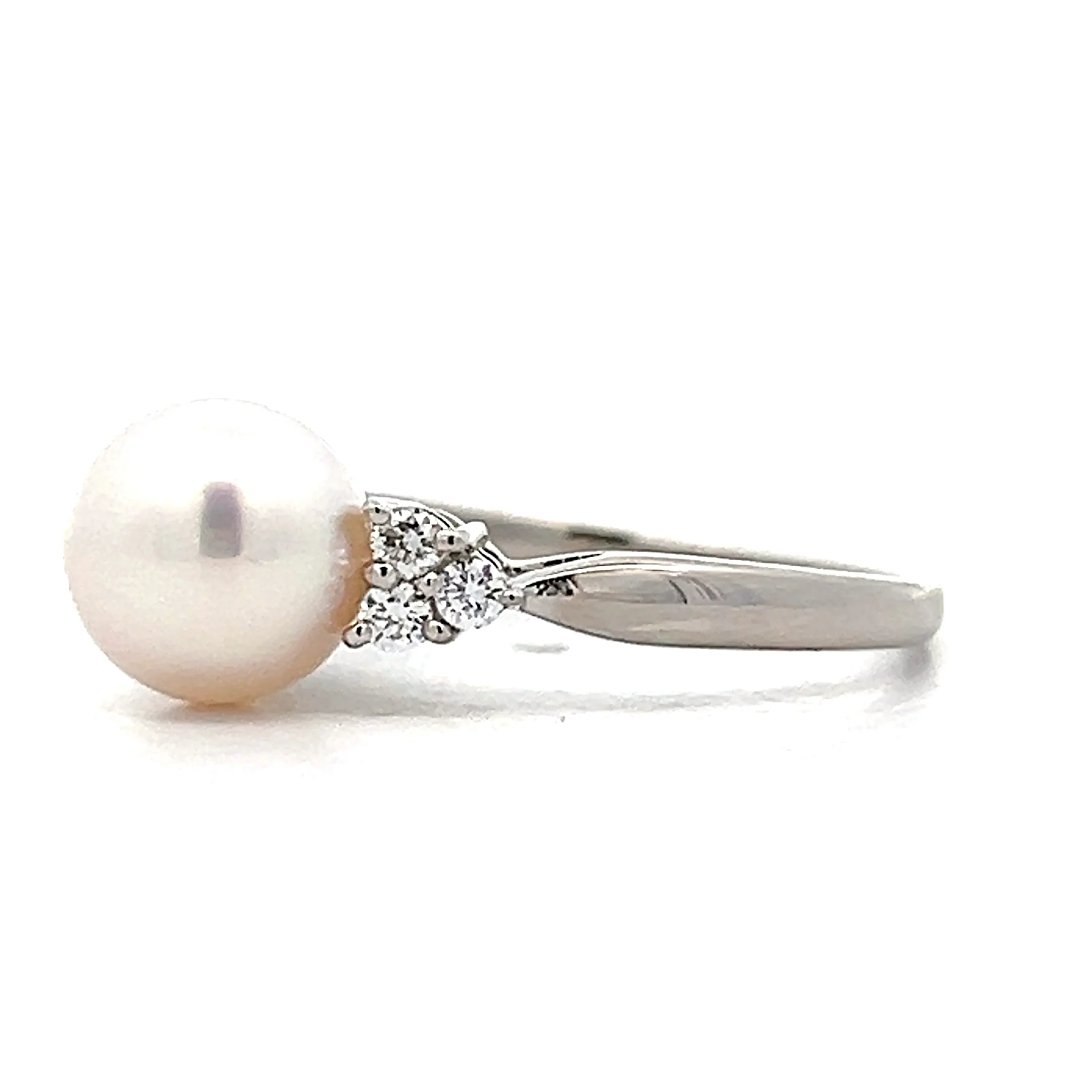 Pearl & Diamond Right Hand Ring in Platinum - Image 2
