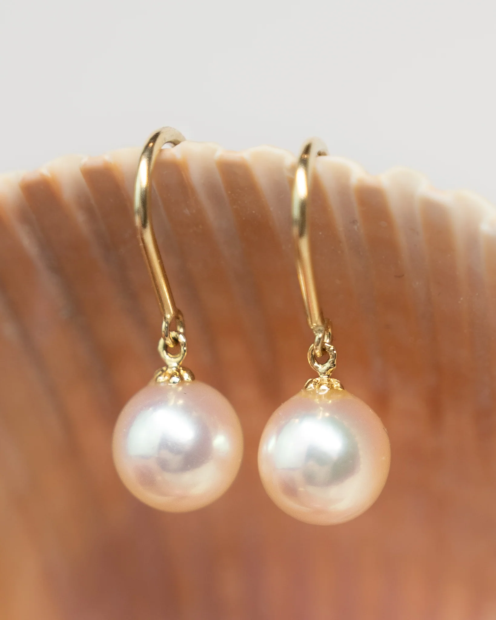 Pearl Drop Earrings in 14k Yellow Gold - Image 5
