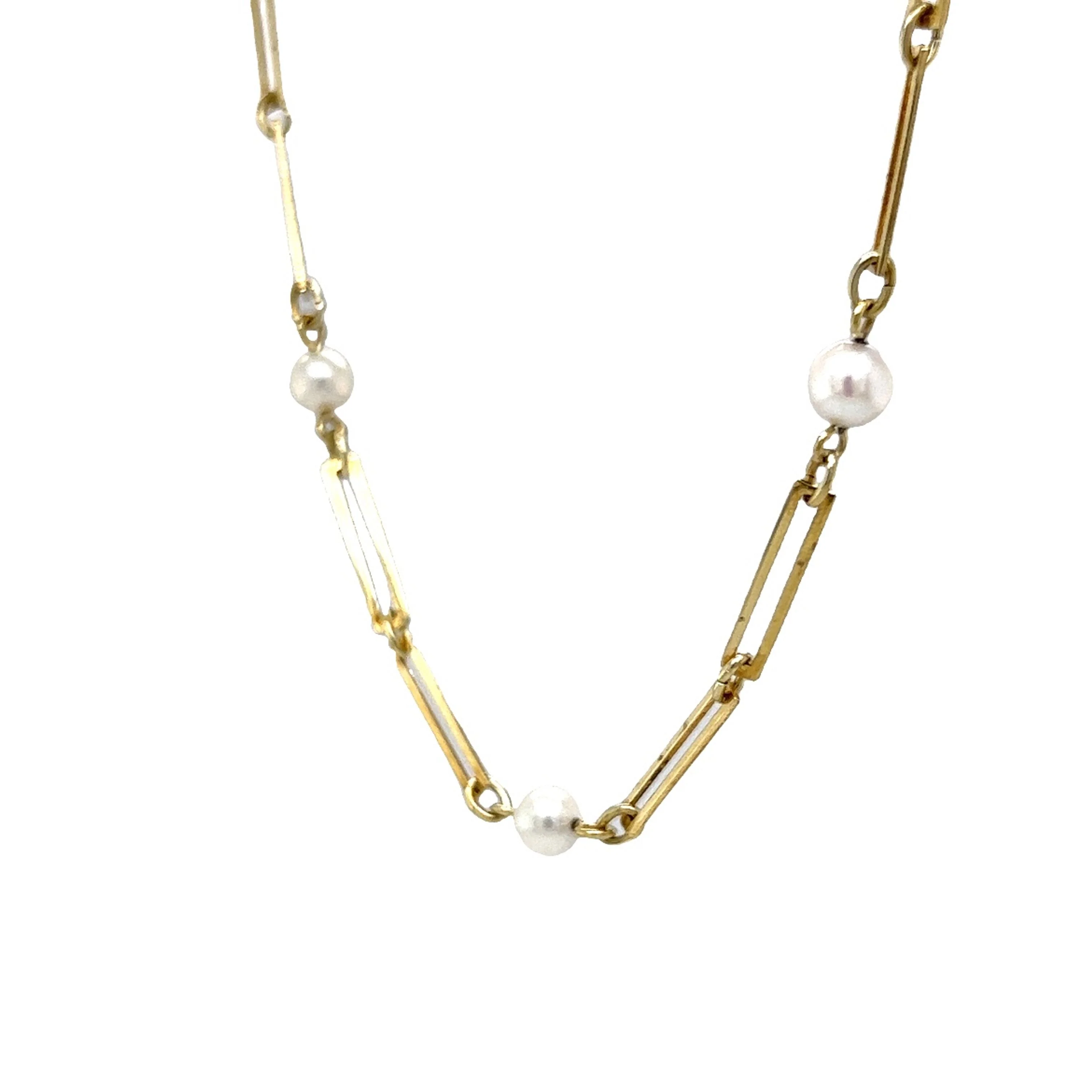 24 Inch Pearl Necklace in 14k Yellow Gold - Image 2