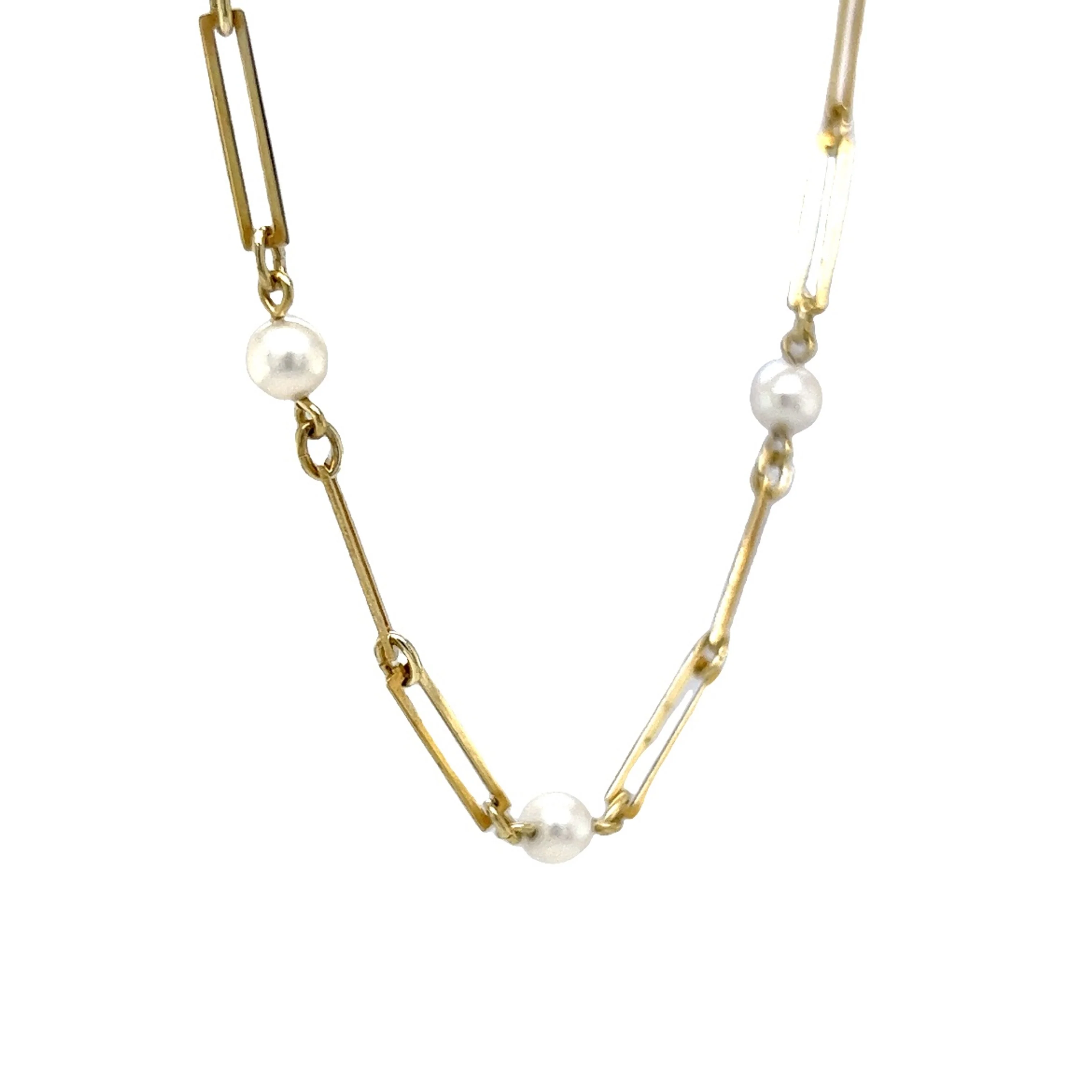 24 Inch Pearl Necklace in 14k Yellow Gold - Image 3