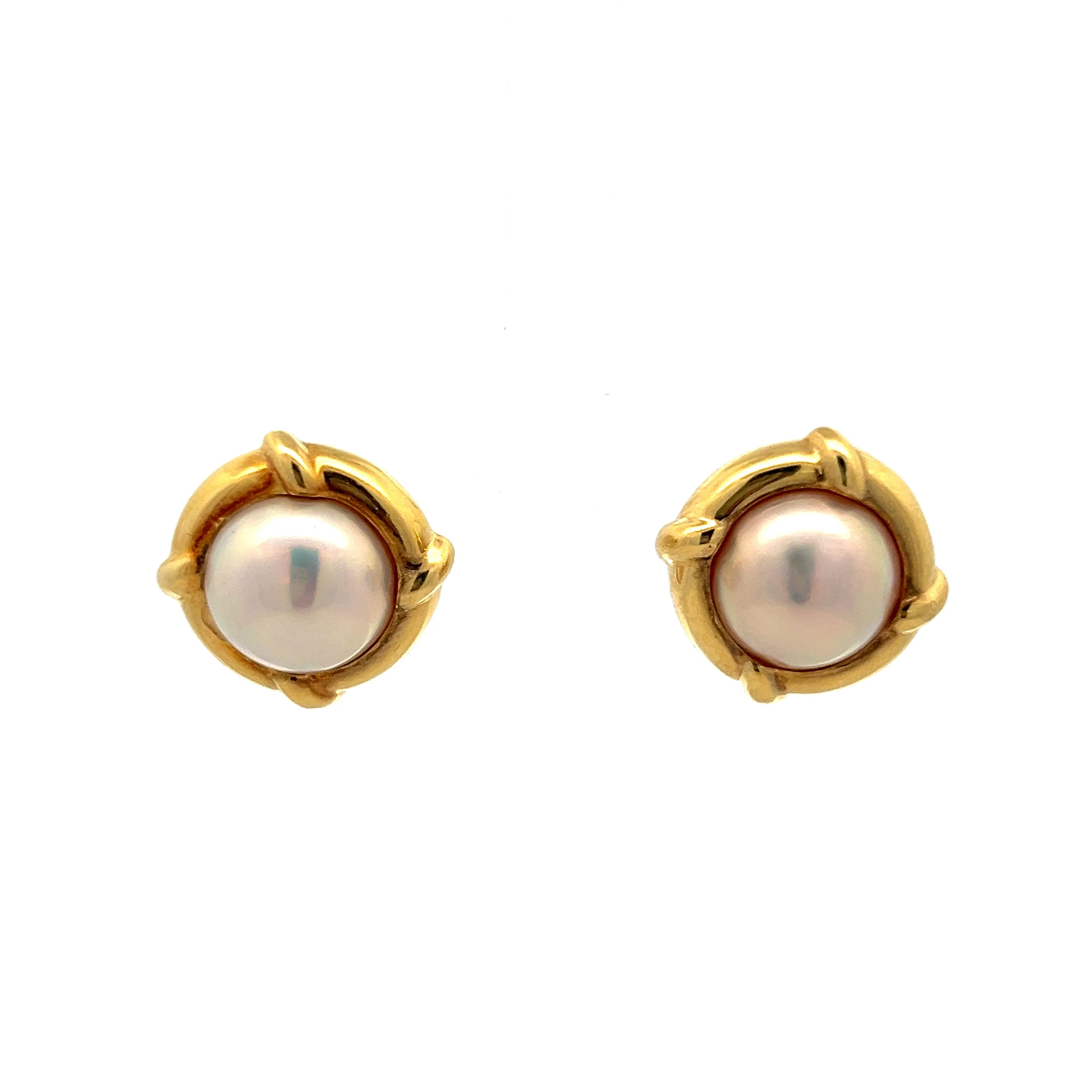 Tiffany & Co. Pearl Stud Earrings in 18k Yellow Gold