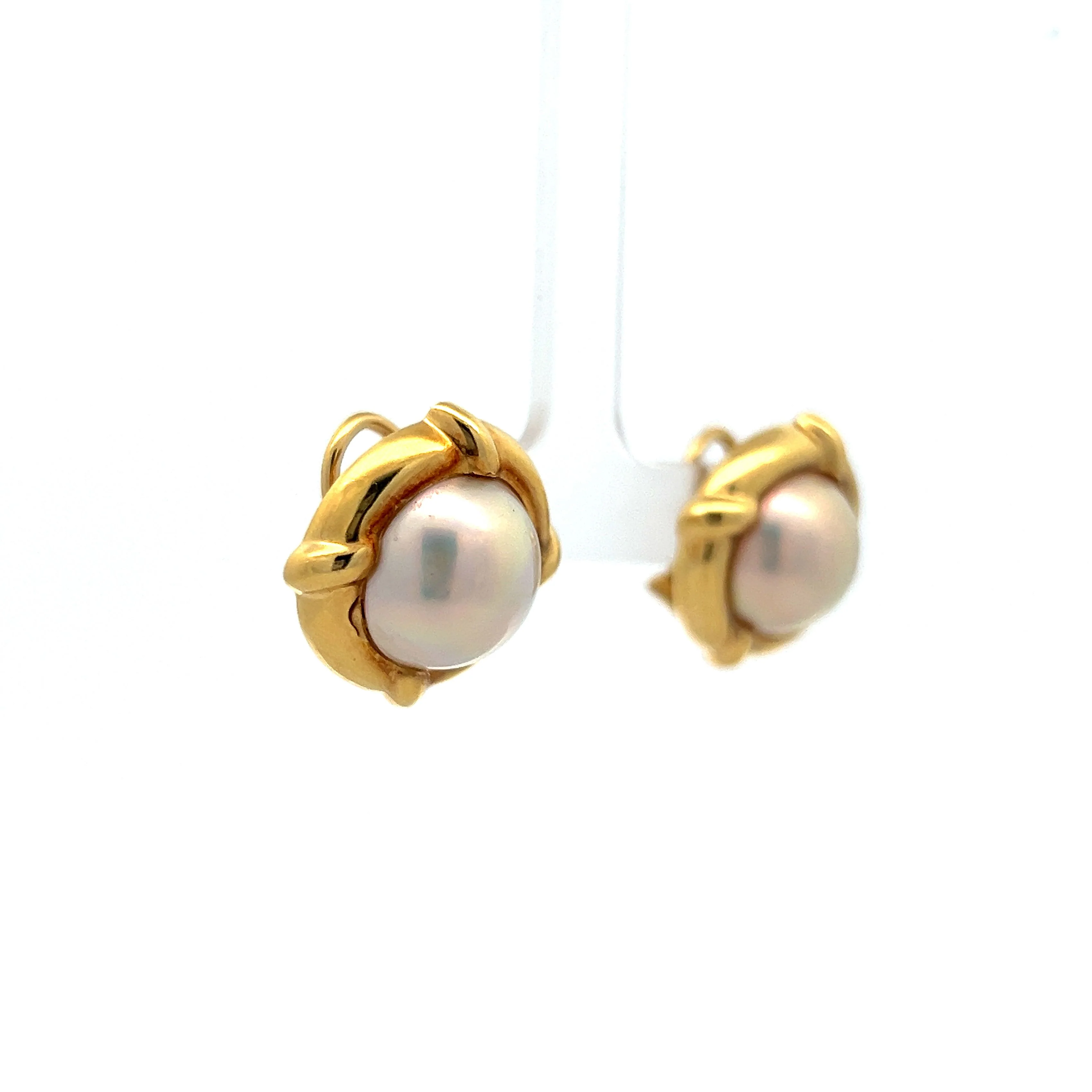 Tiffany & Co. Pearl Stud Earrings in 18k Yellow Gold - Image 3