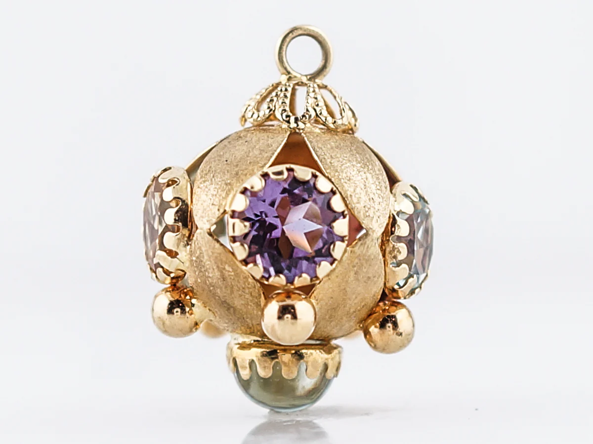 Pendant Charm Gold Modern 1.50 Oval & Round Cut Aquamarine in 18k Yellow Gold - Image 2