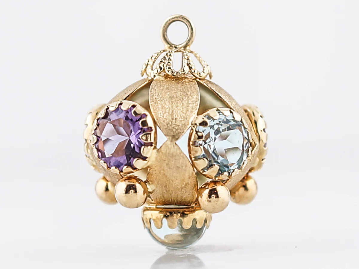 Pendant Charm Gold Modern 1.50 Oval & Round Cut Aquamarine in 18k Yellow Gold - Image 3