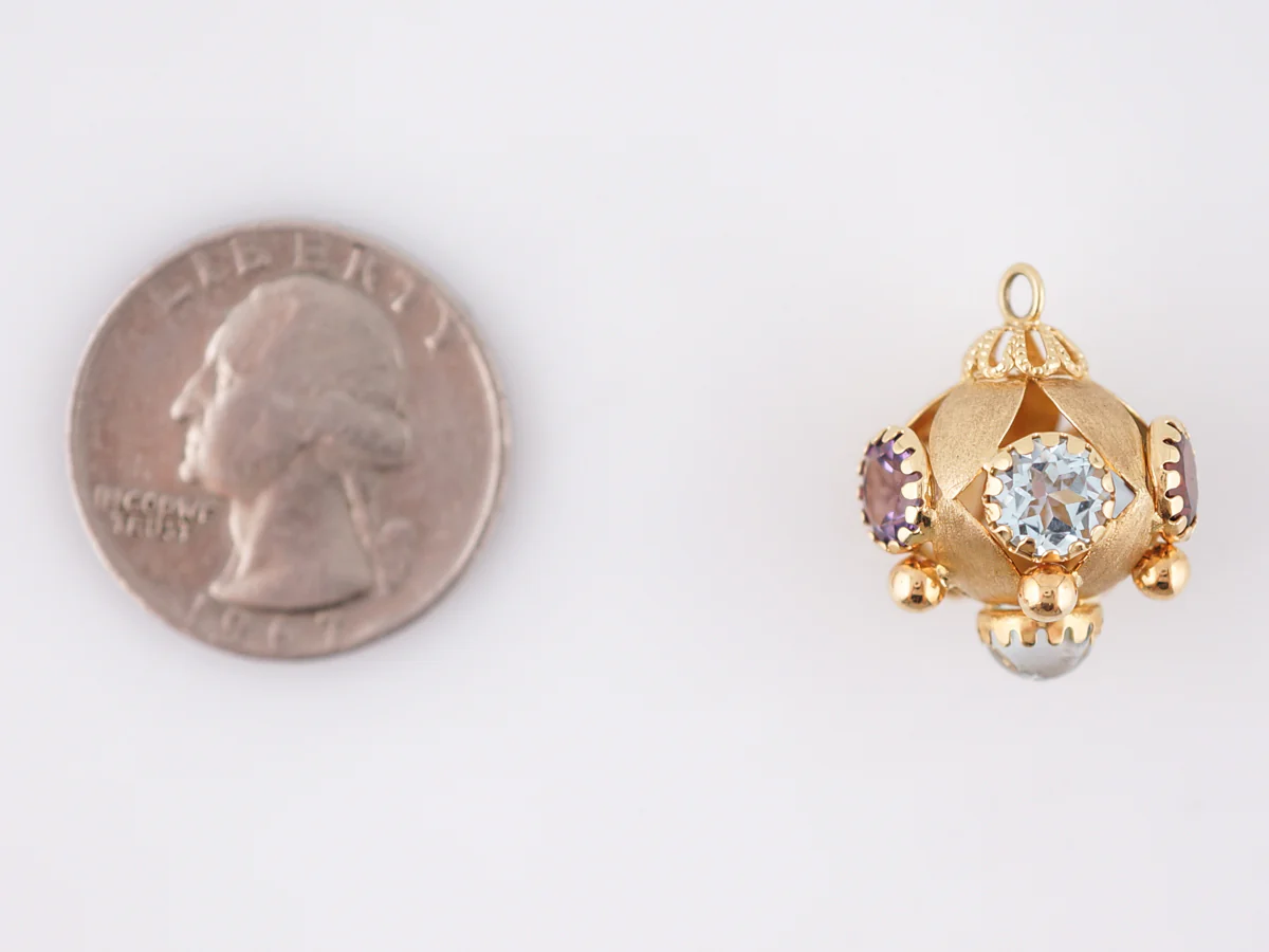 Pendant Charm Gold Modern 1.50 Oval & Round Cut Aquamarine in 18k Yellow Gold - Image 6