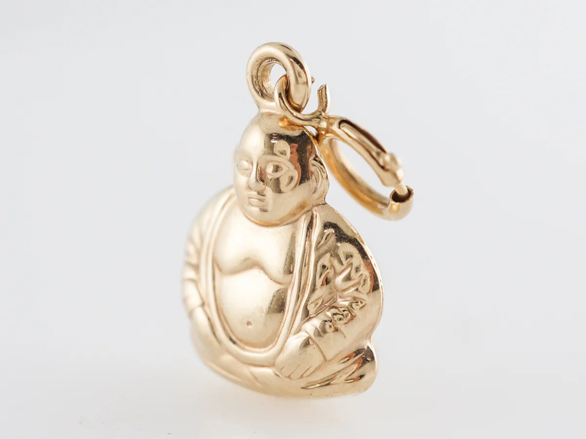 Pendant Charm Meditating Buddha in 14k Yellow Gold - Image 2