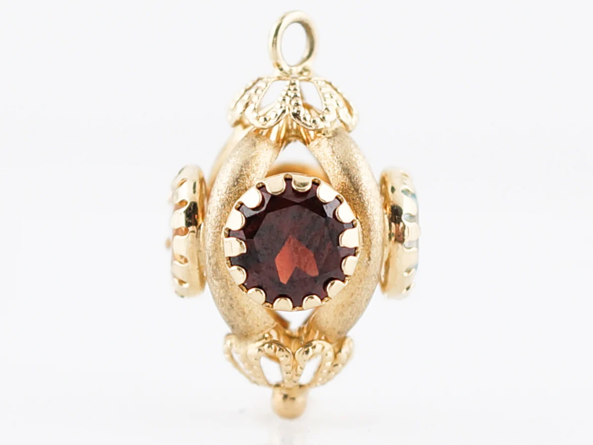 Pendant Charm Modern 1.40 Round Cut Garnet in 18k Yellow Gold - Image 3
