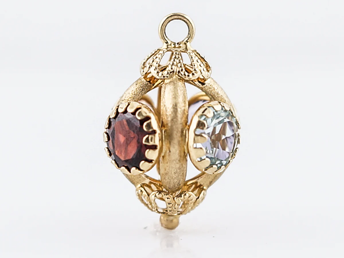 Pendant Charm Modern 1.40 Round Cut Garnet in 18k Yellow Gold - Image 5
