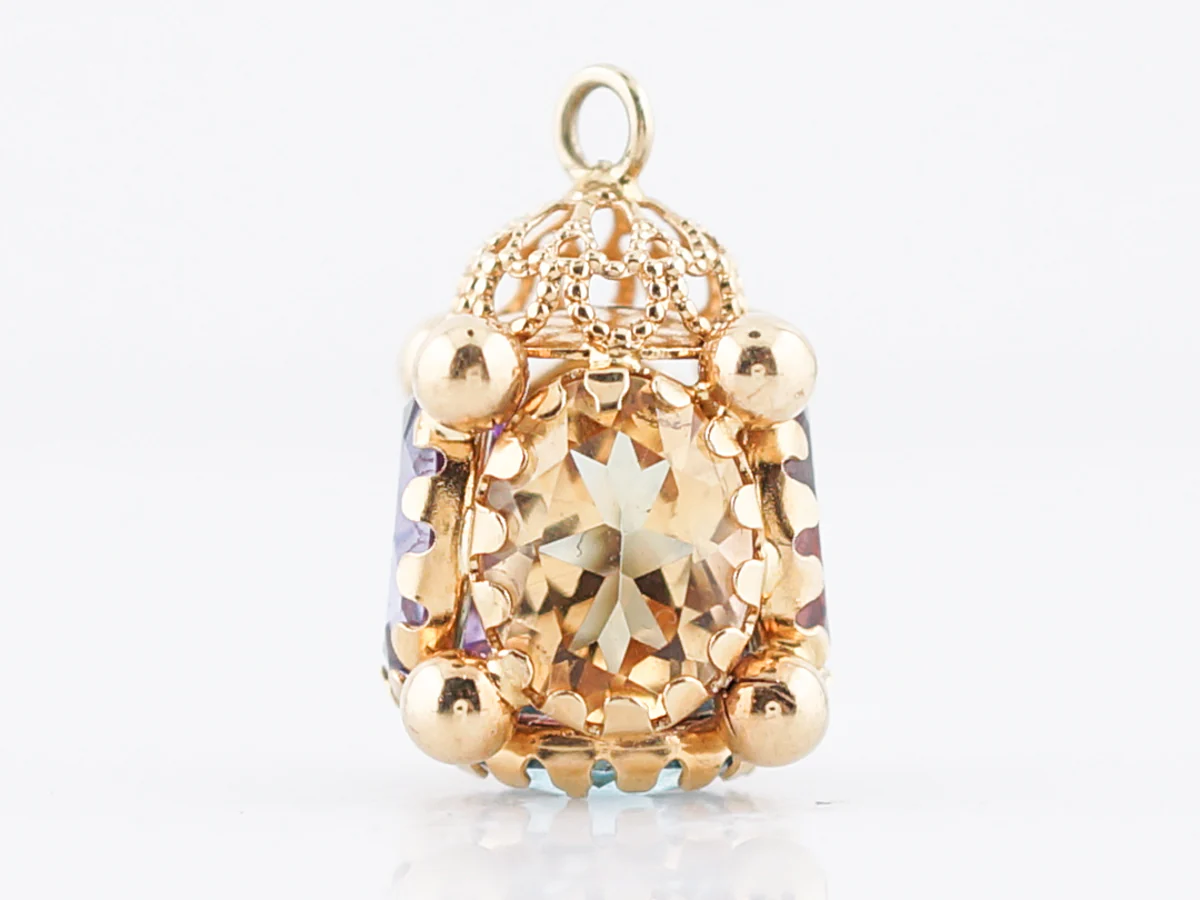 Pendant Charm Modern 2.4 Round Cut Aquamarine in 18k Yellow Gold - Image 4