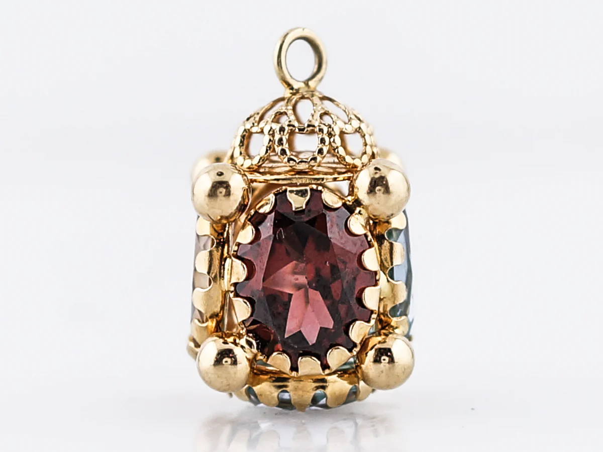 Pendant Charm Modern 3.1 Oval Cut Garnet in 18k Yellow Gold