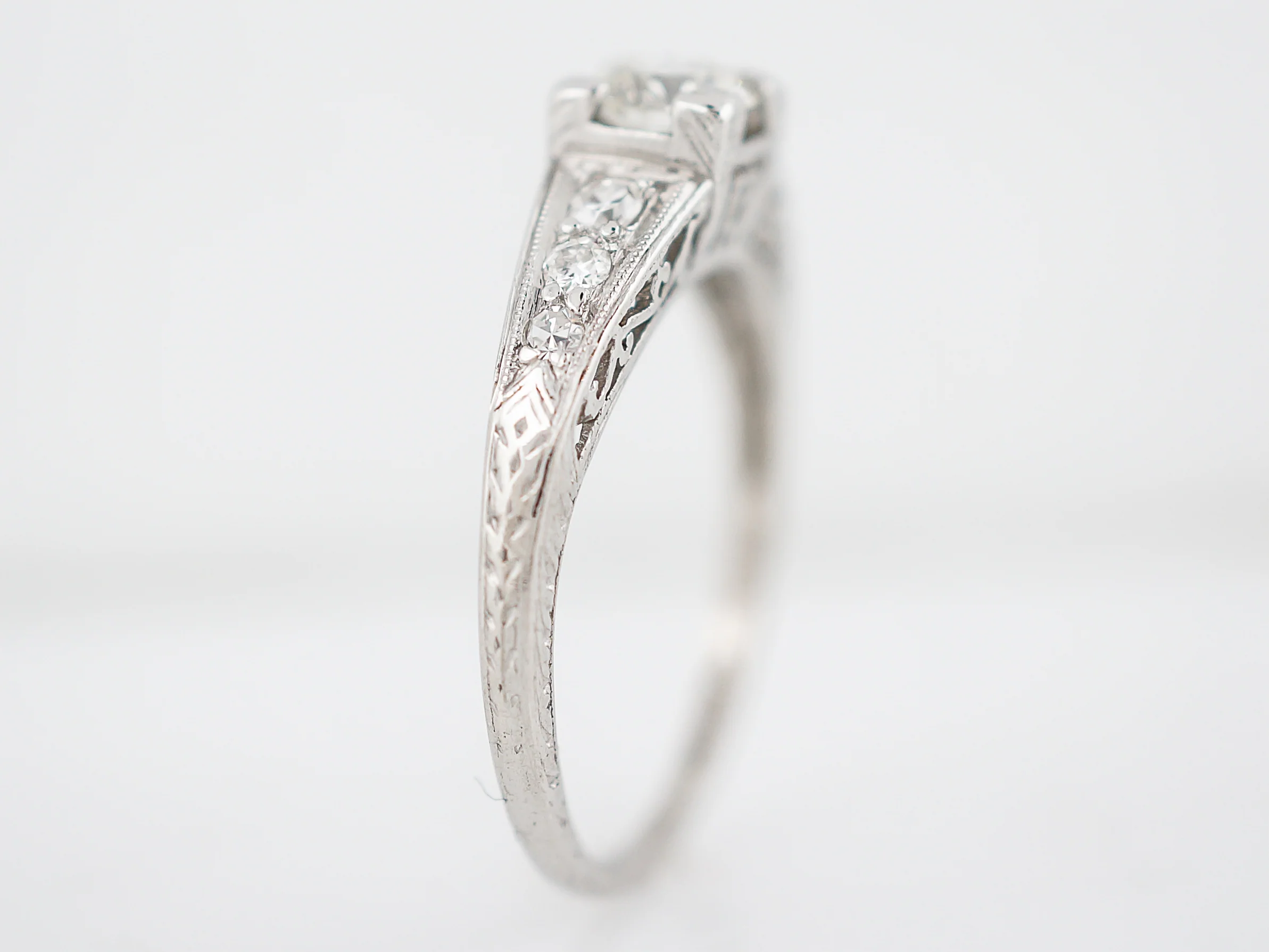 Perfect Art Deco Diamond Engagement Ring in Platinum - Image 5