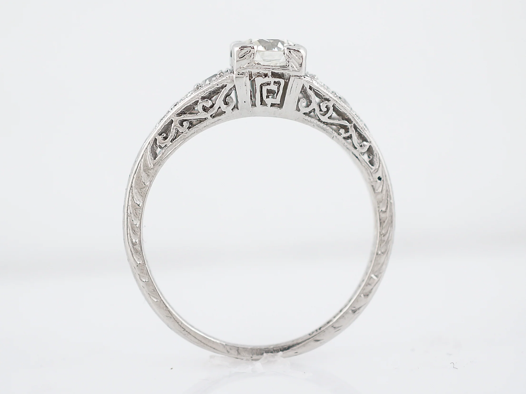 Perfect Art Deco Diamond Engagement Ring in Platinum - Image 6