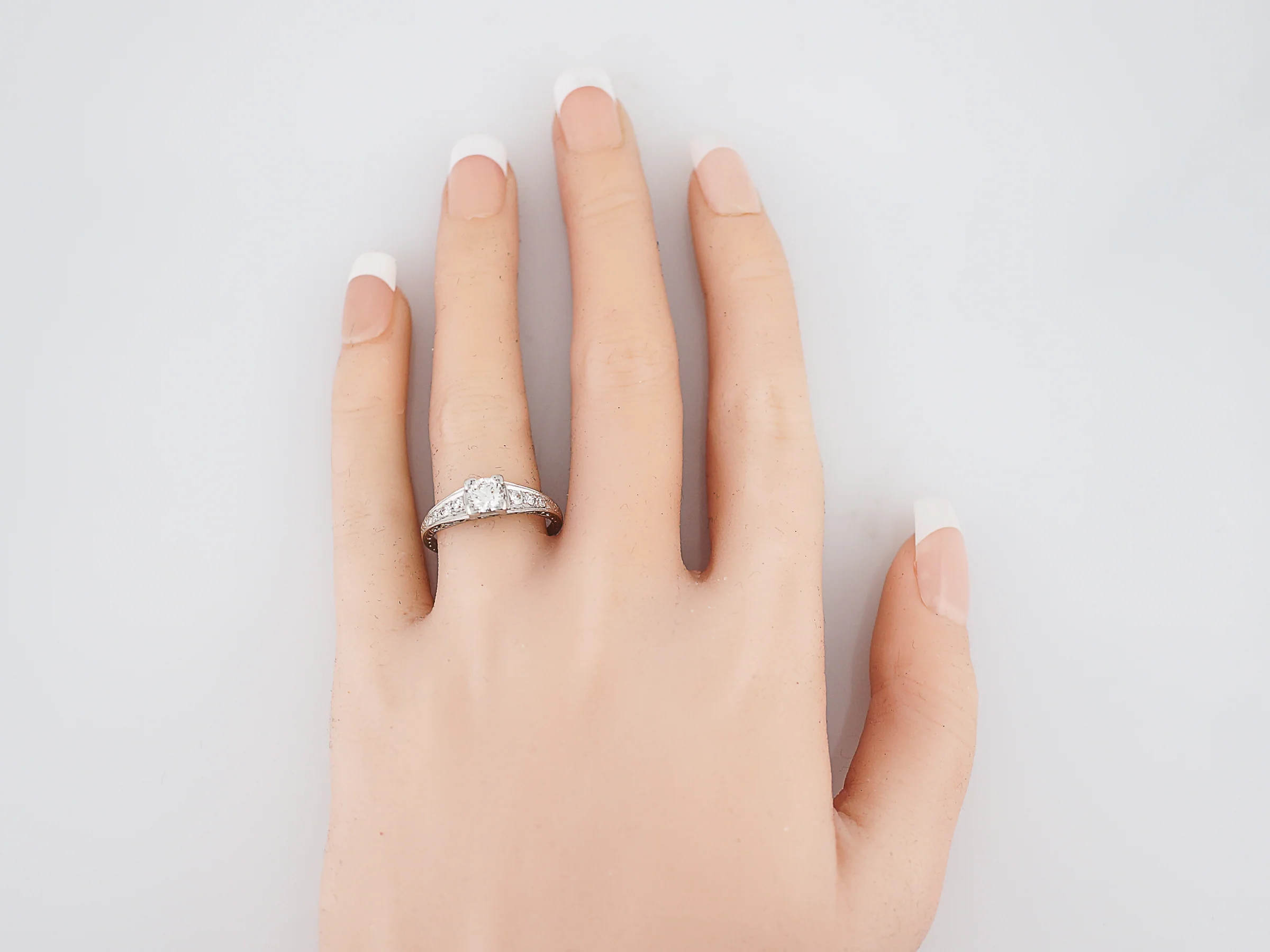 Perfect Art Deco Diamond Engagement Ring in Platinum - Image 7