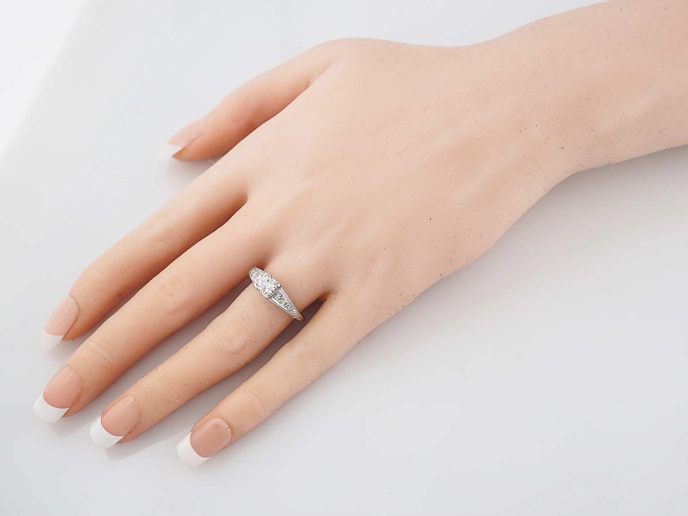 Perfect Art Deco Diamond Engagement Ring in Platinum - Image 8