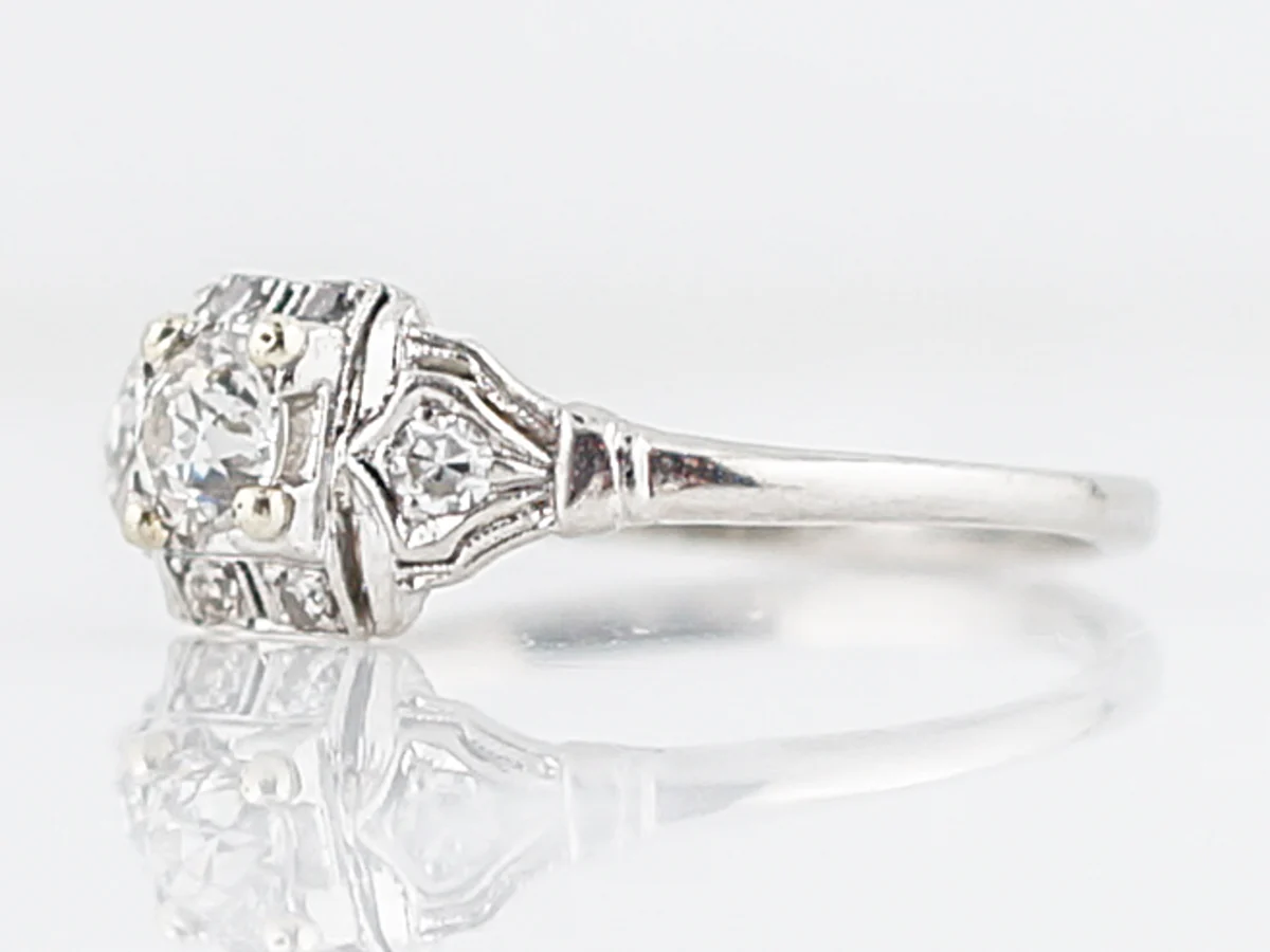 Petit Old European Cut Diamond Engagement Ring in Platinum - Image 2