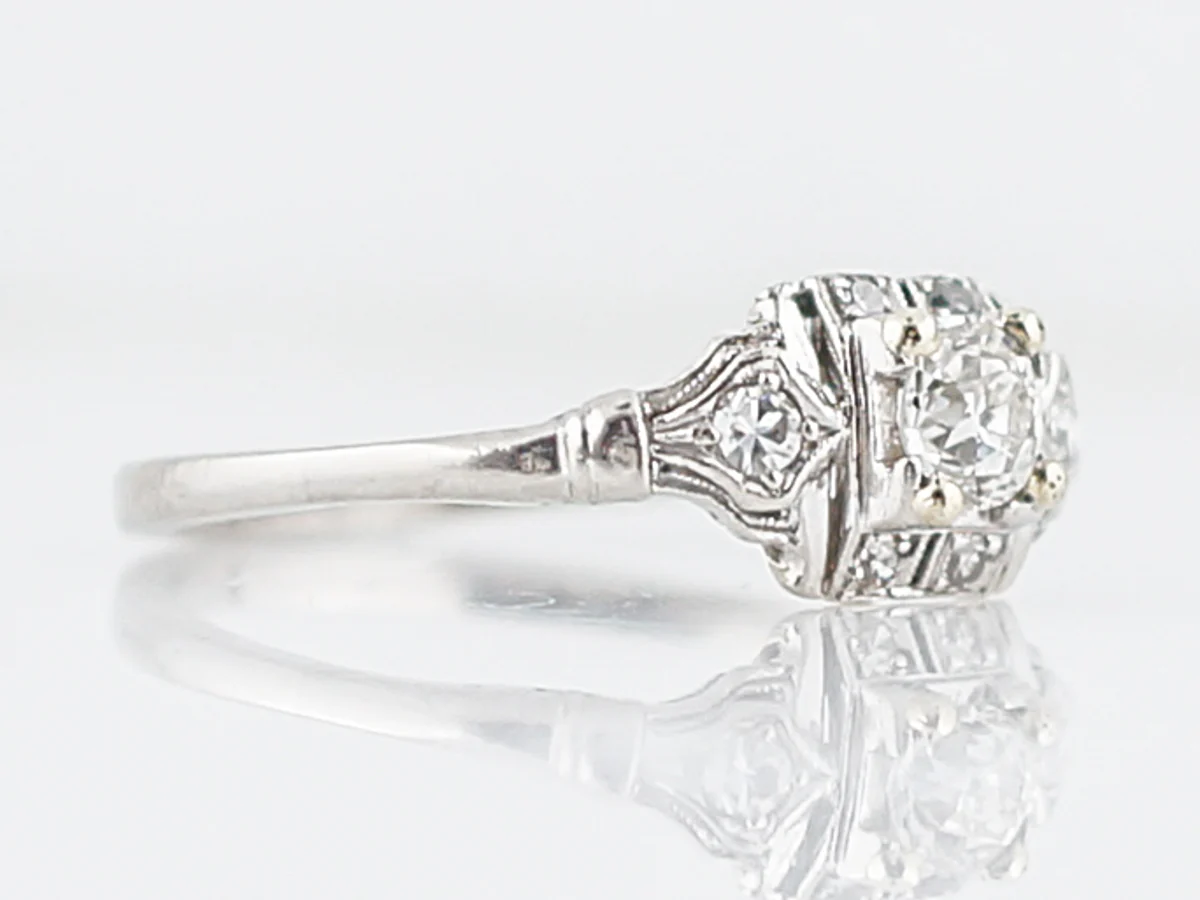 Petit Old European Cut Diamond Engagement Ring in Platinum - Image 3