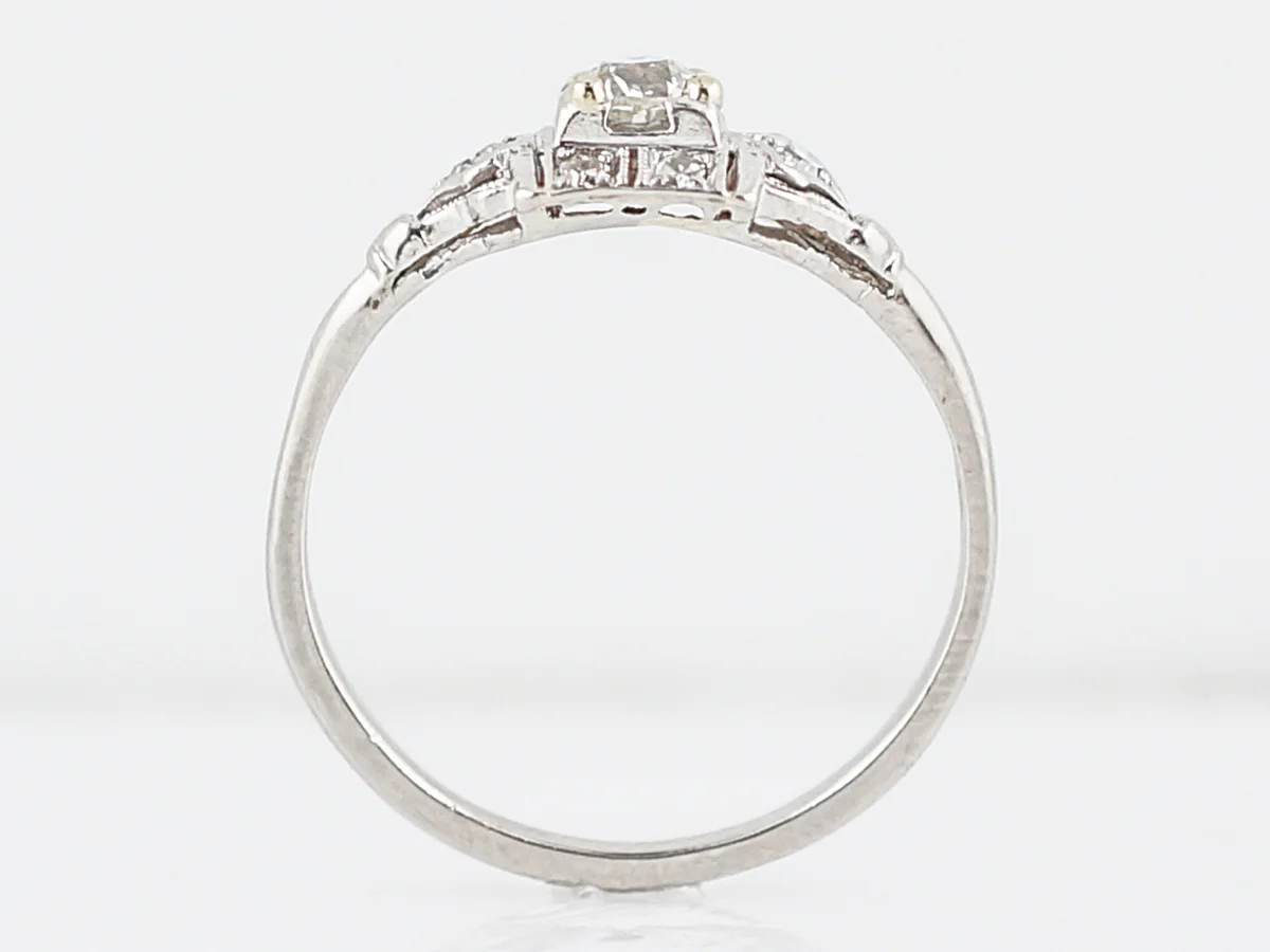 Petit Old European Cut Diamond Engagement Ring in Platinum - Image 5