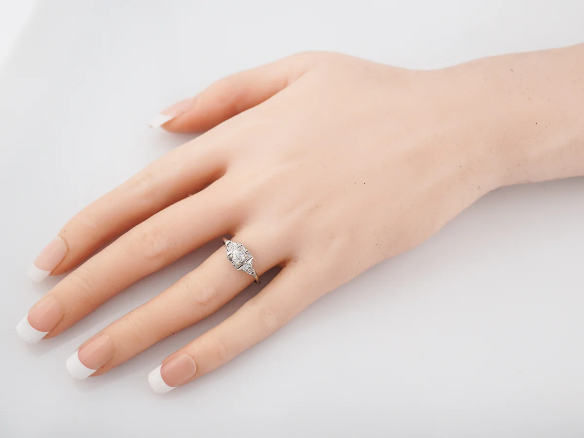 Petit Old European Cut Diamond Engagement Ring in Platinum - Image 7