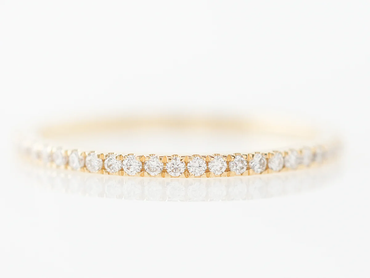 Petit Yellow Gold Wedding Band w/ Diamonds 14k