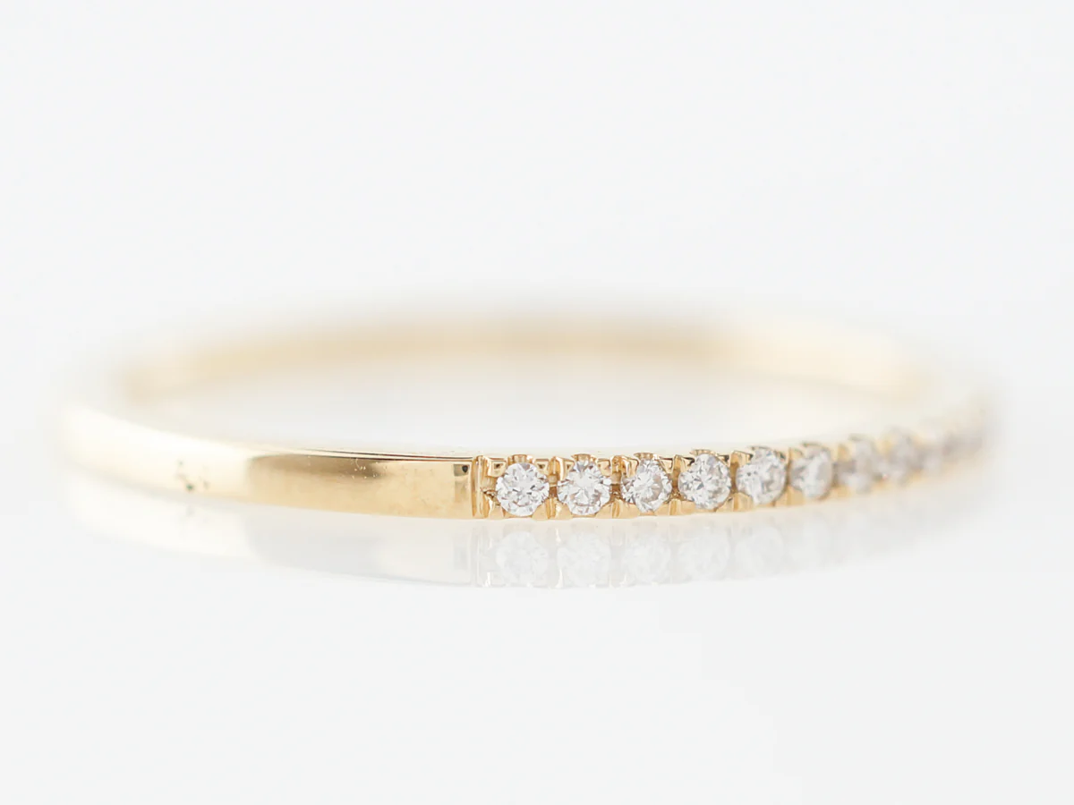 Petit Yellow Gold Wedding Band w/ Diamonds 18k - Image 3