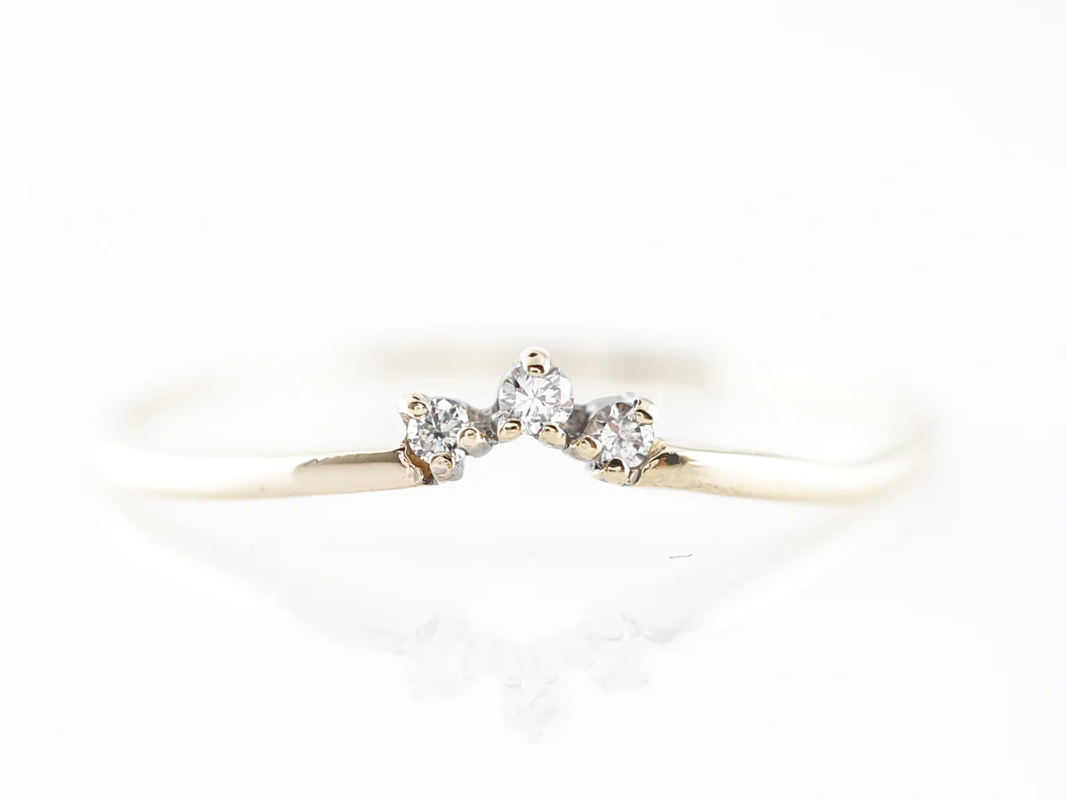 Petite Curved Diamond Wedding Band in 14k
