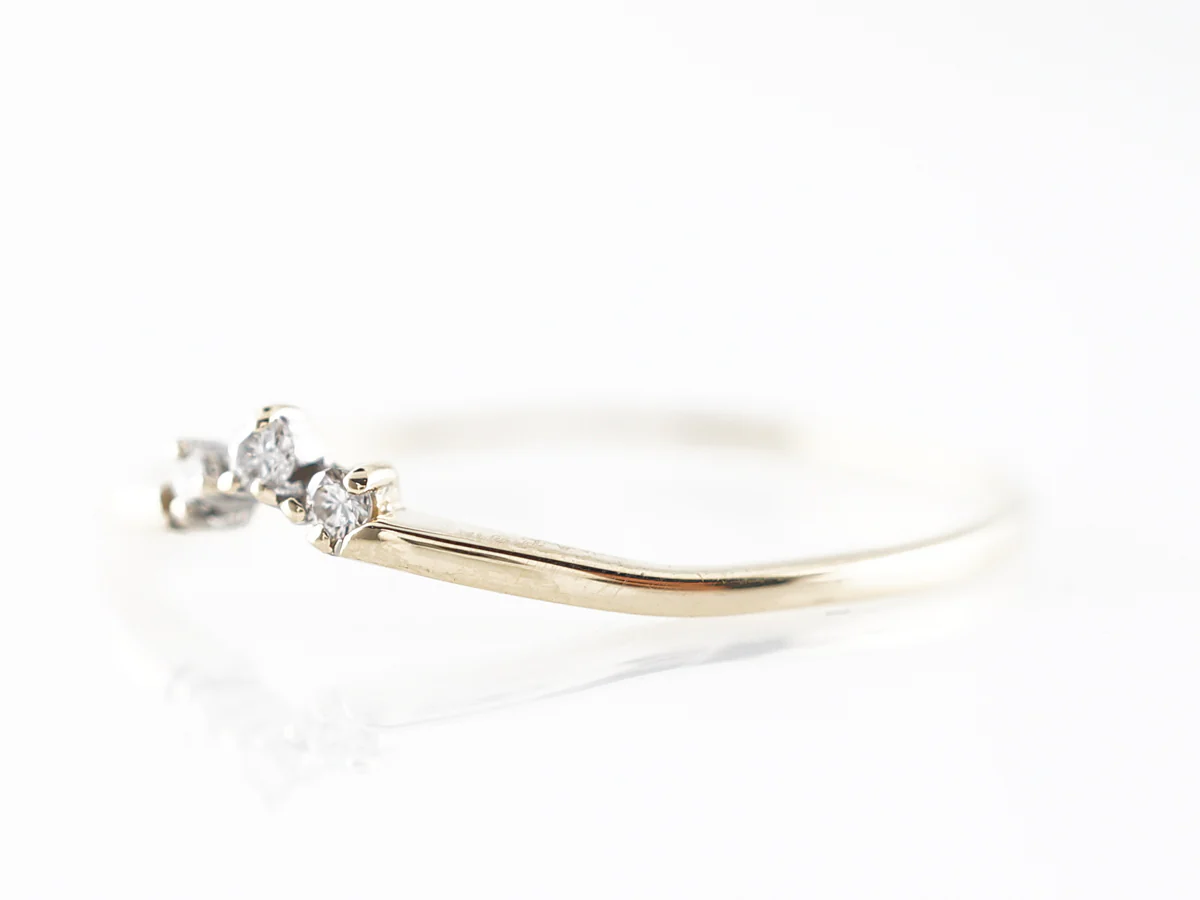 Petite Curved Diamond Wedding Band in 14k - Image 2