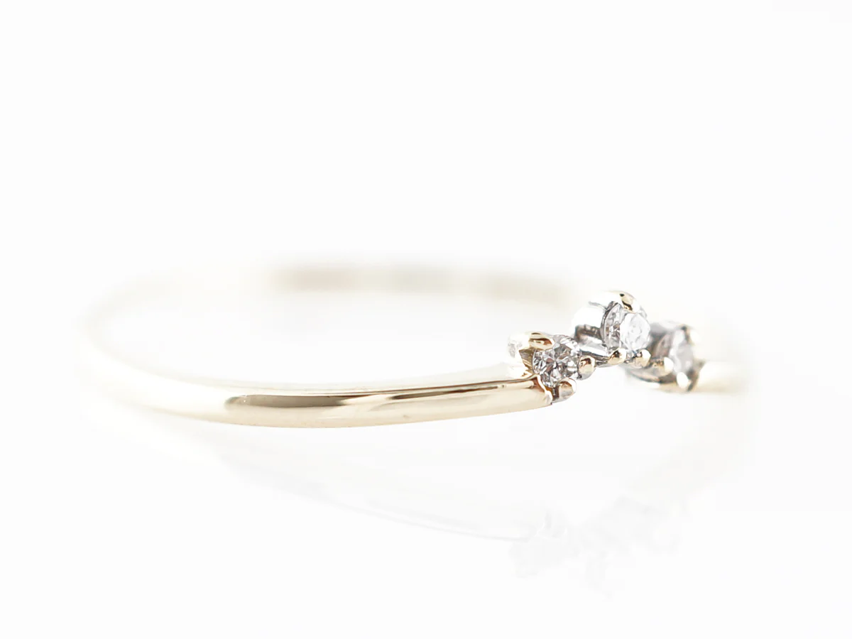 Petite Curved Diamond Wedding Band in 14k - Image 3