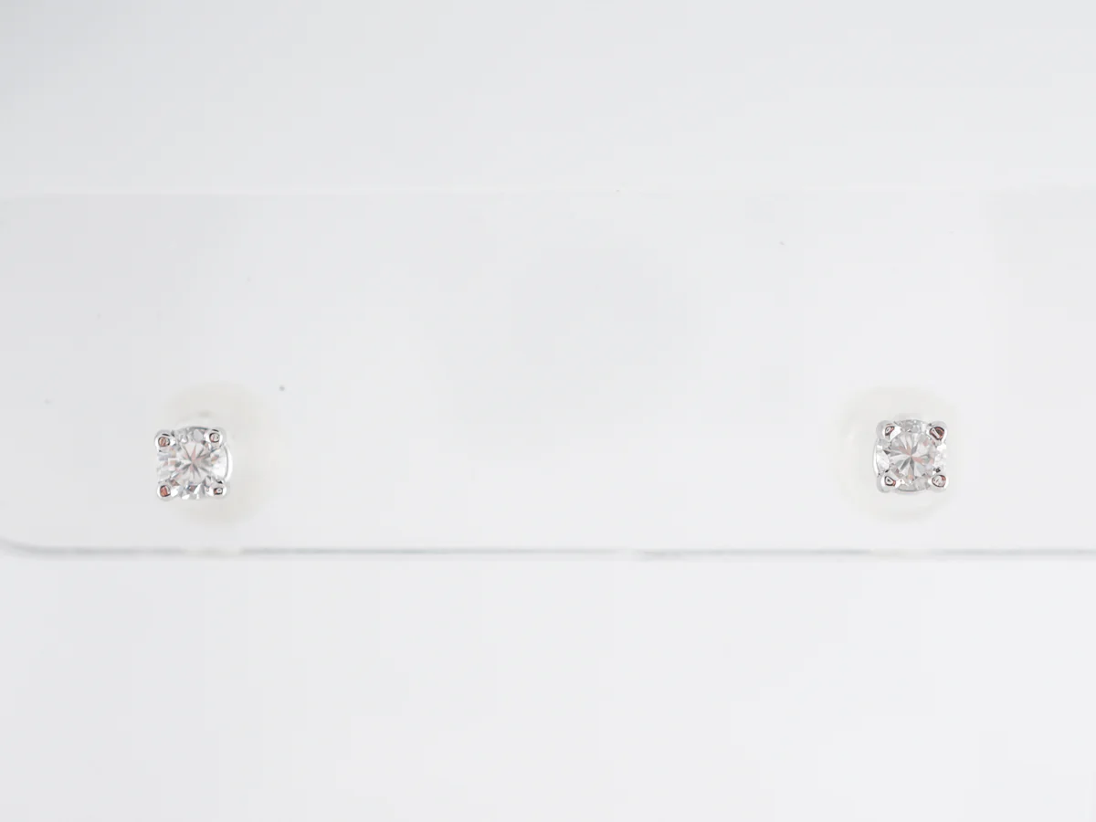 Petite Diamond Stud Earrings in 14k White Gold - Image 2