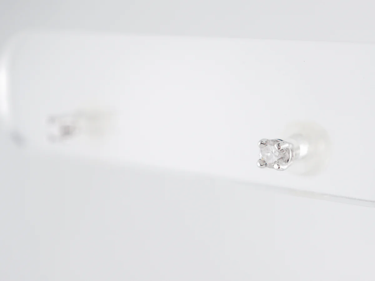 Petite Diamond Stud Earrings in 14k White Gold - Image 3