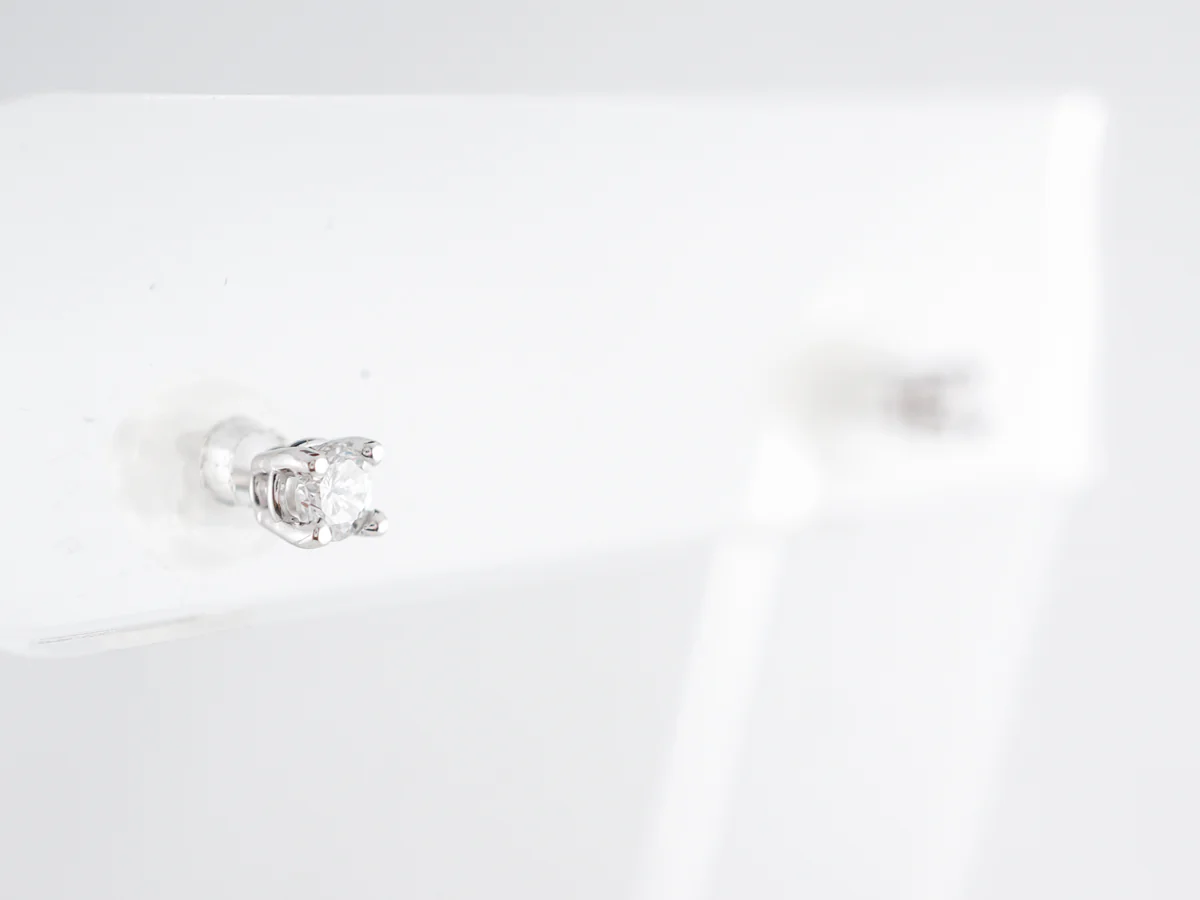 Petite Diamond Stud Earrings in 14k White Gold - Image 4