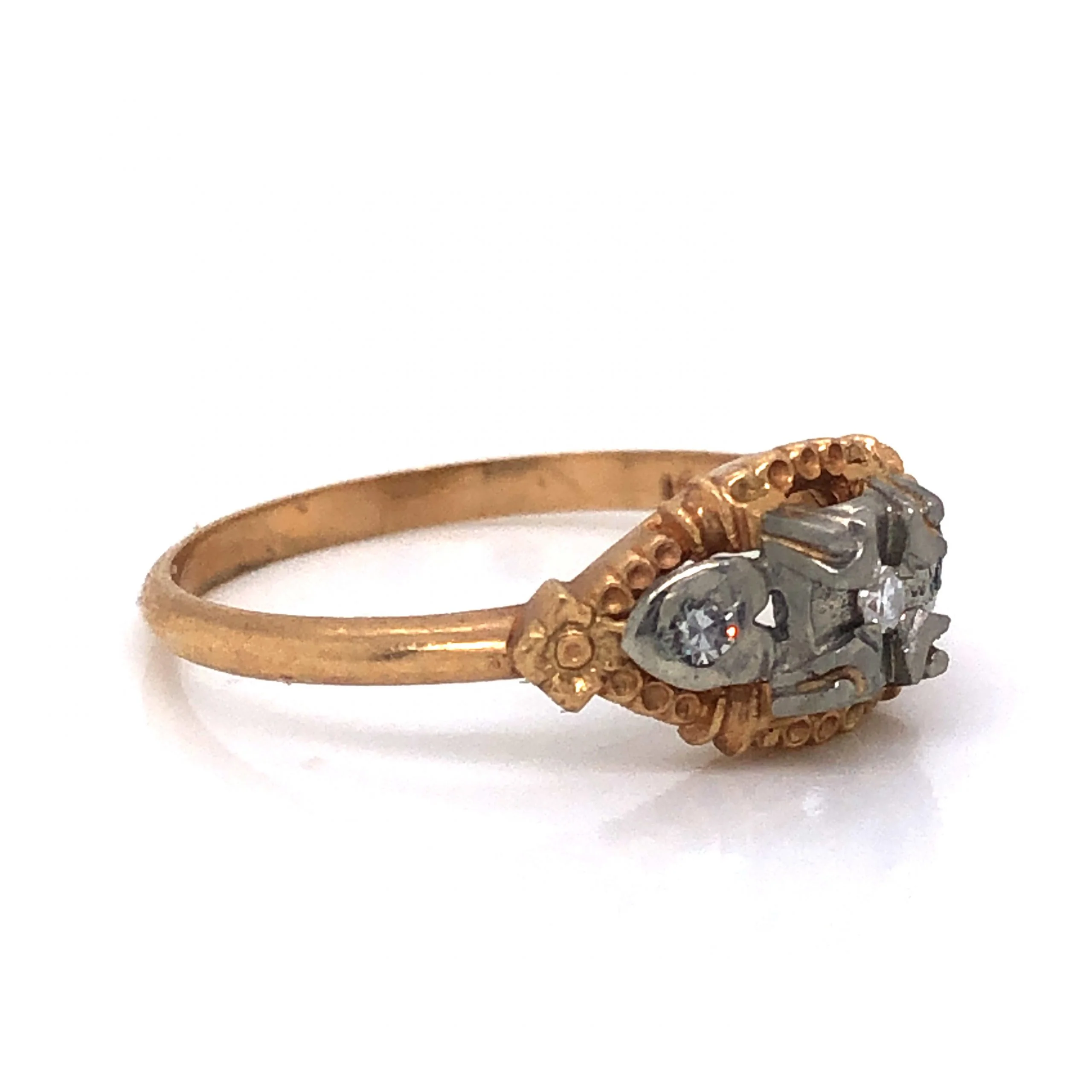 Petite Three Stone Diamond Engagement Ring in 14k & 18k Gold - Image 3
