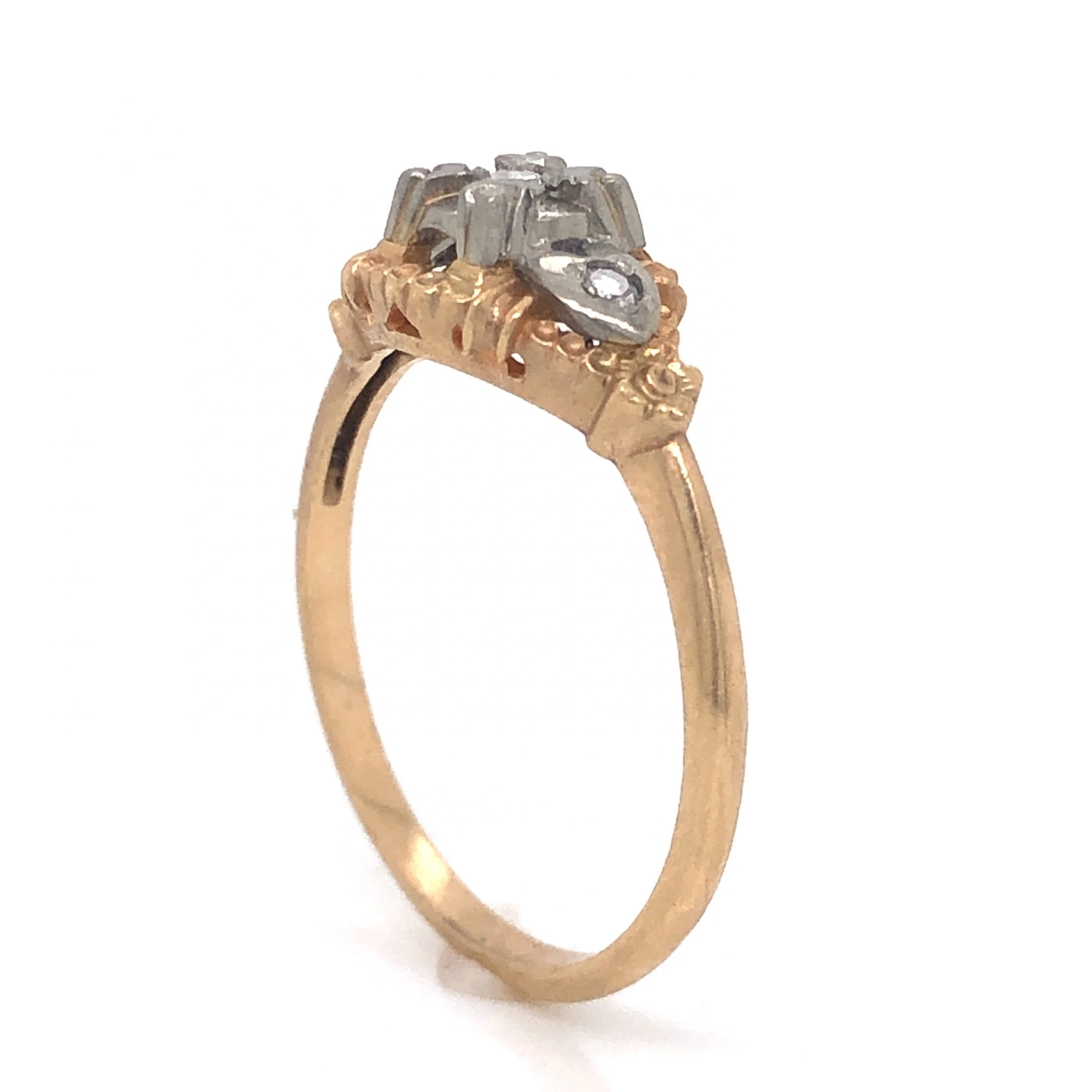 Petite Three Stone Diamond Engagement Ring in 14k & 18k Gold - Image 4
