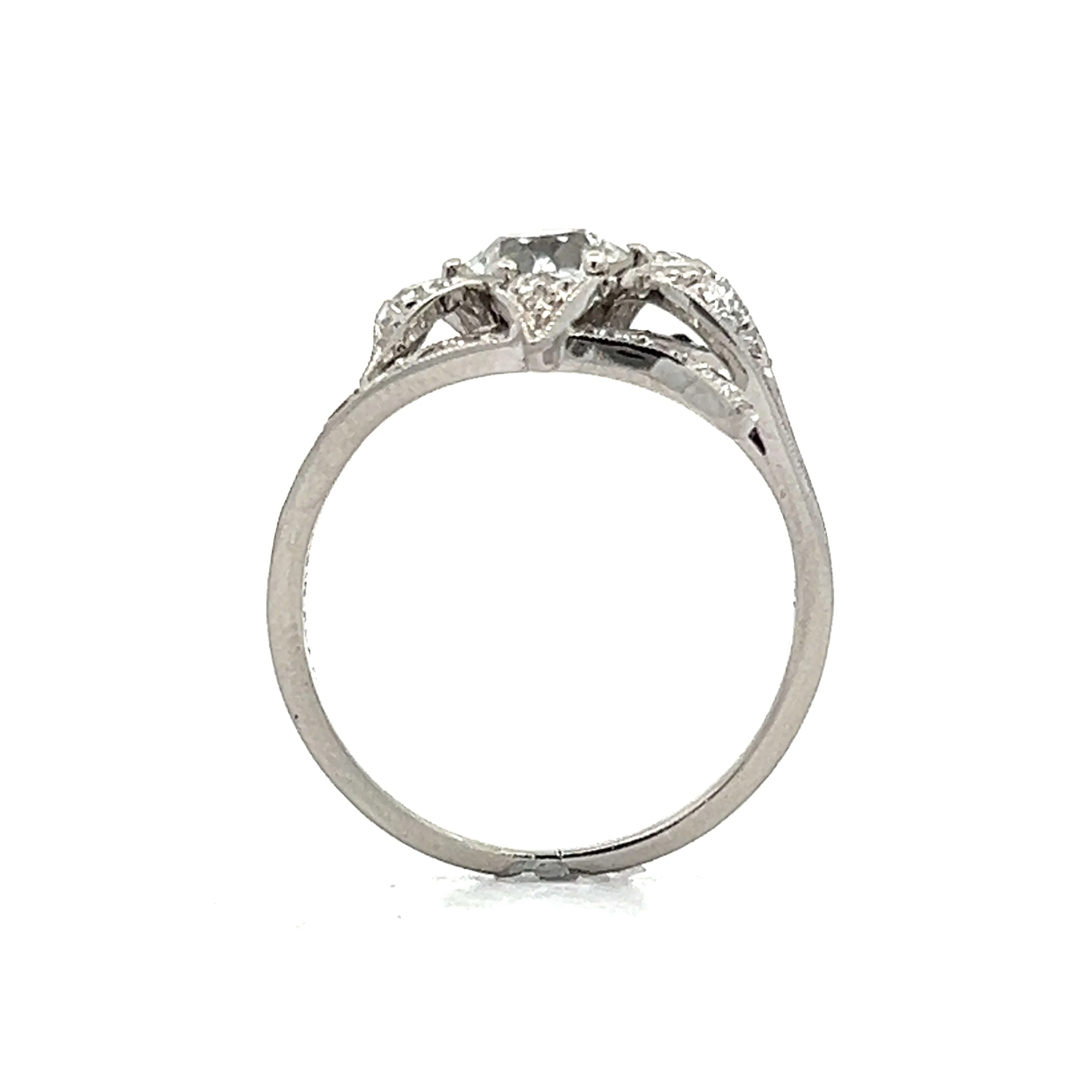 Petri Art Deco Flower Cocktail Ring in Platinum - Image 4