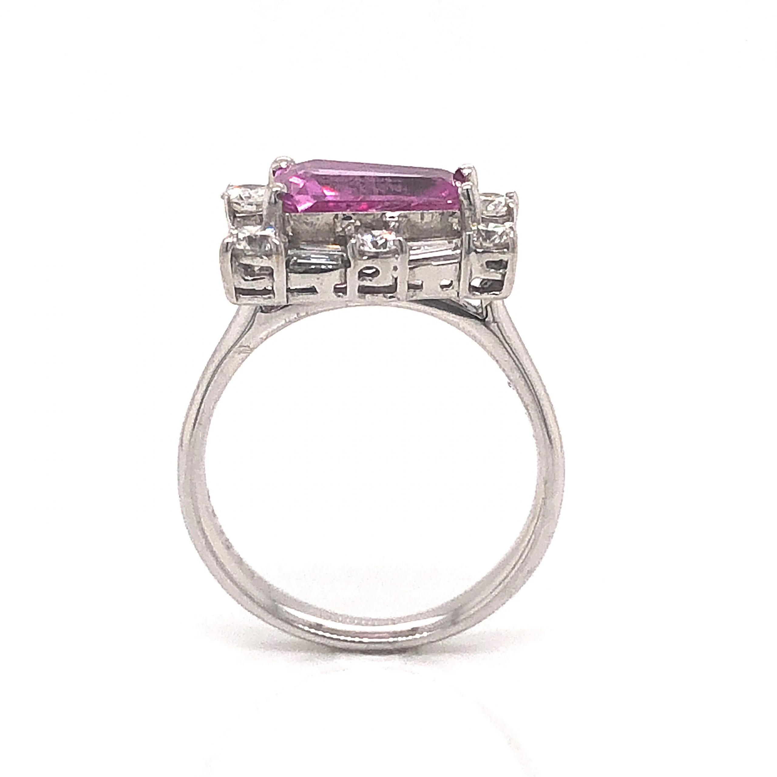 Pink Sapphire & Diamond Cocktail Ring in 18k White Gold - Image 4