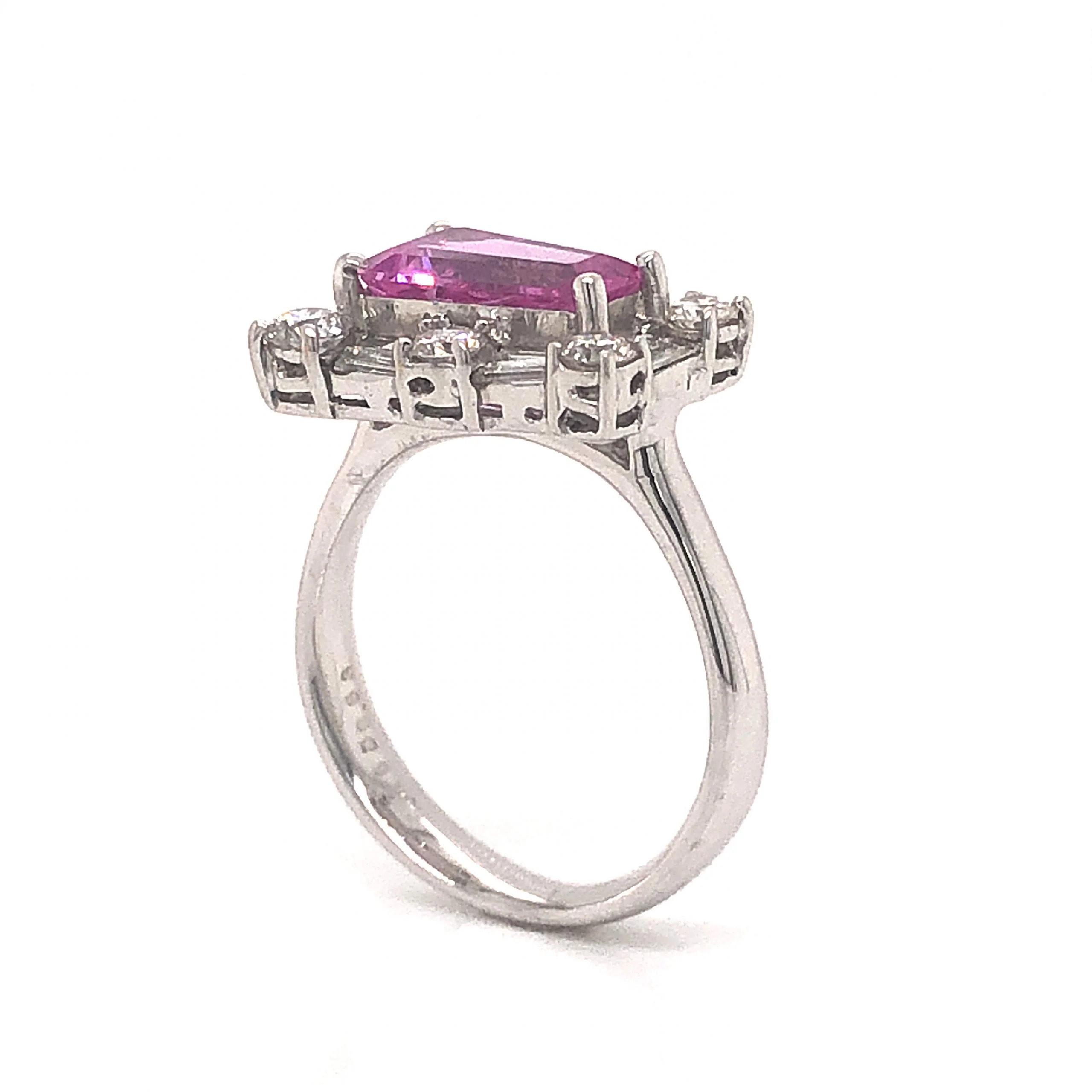 Pink Sapphire & Diamond Cocktail Ring in 18k White Gold - Image 5
