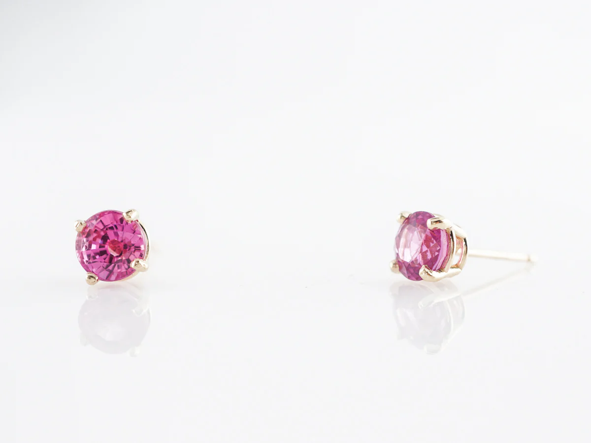 Pink Sapphire Stud Earrings in 14k White Gold - Image 2