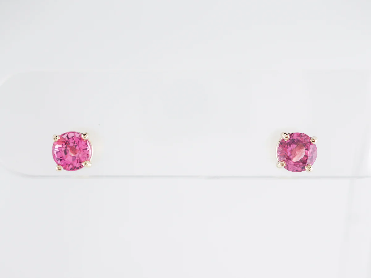 Pink Sapphire Stud Earrings in 14k White Gold - Image 3