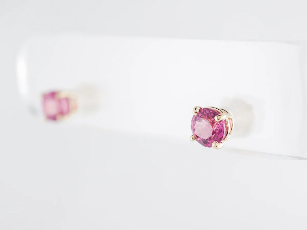 Pink Sapphire Stud Earrings in 14k White Gold - Image 4