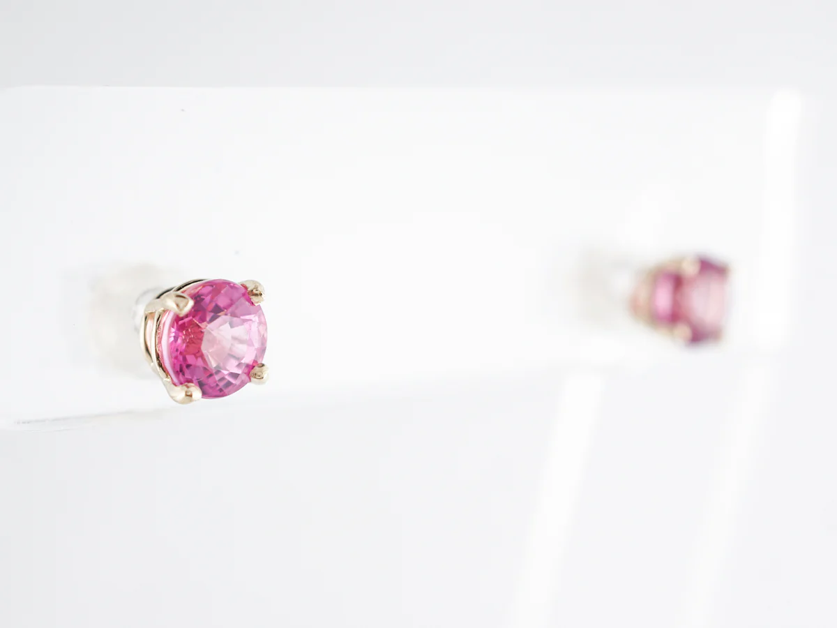 Pink Sapphire Stud Earrings in 14k White Gold - Image 5