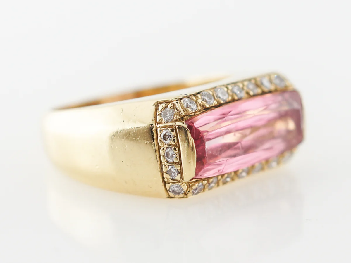 Pink Tourmaline & Diamond Cocktail Ring in Yellow Gold - Image 3