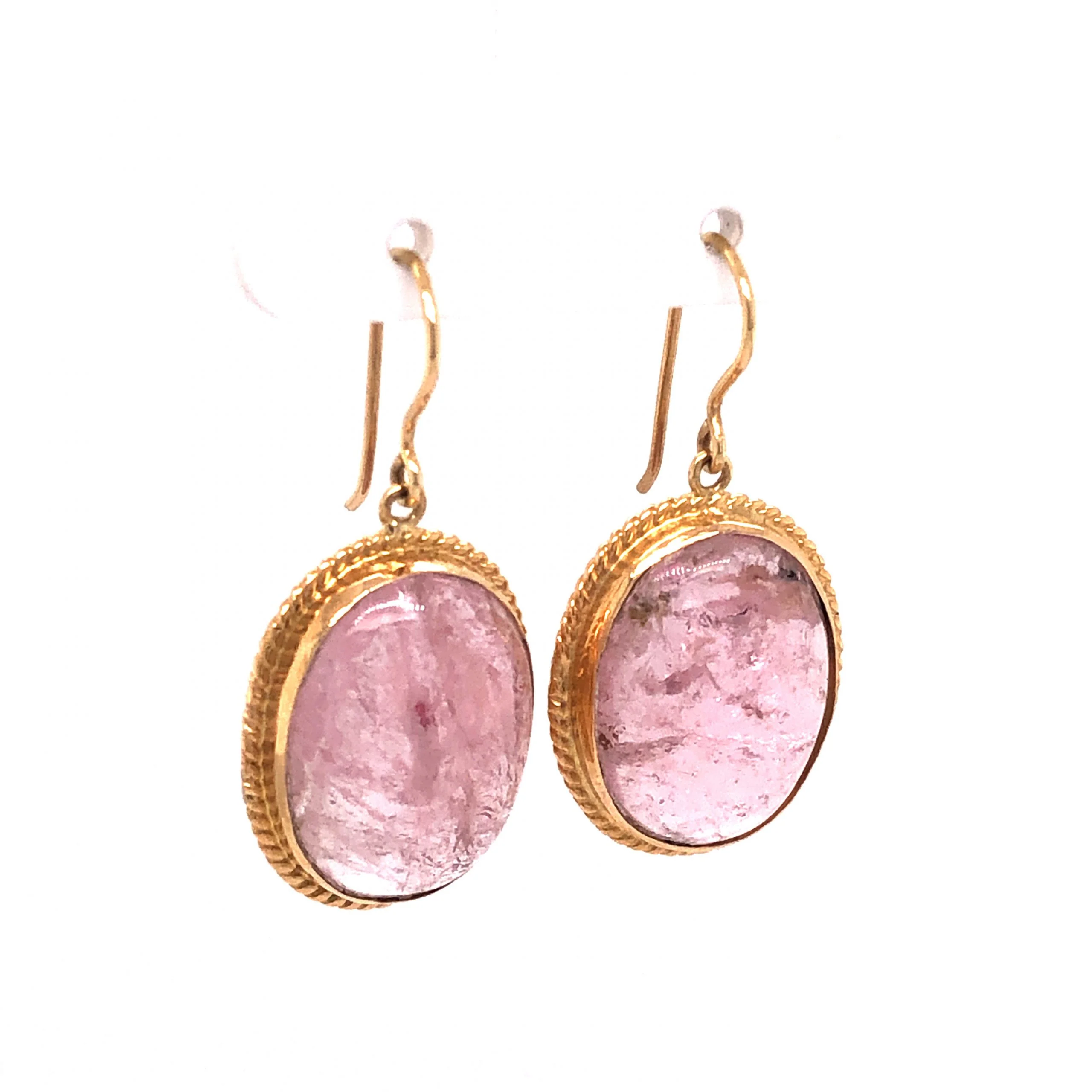 Pink Tourmaline Drop Earrings in 18k Yellow Gold - Image 3